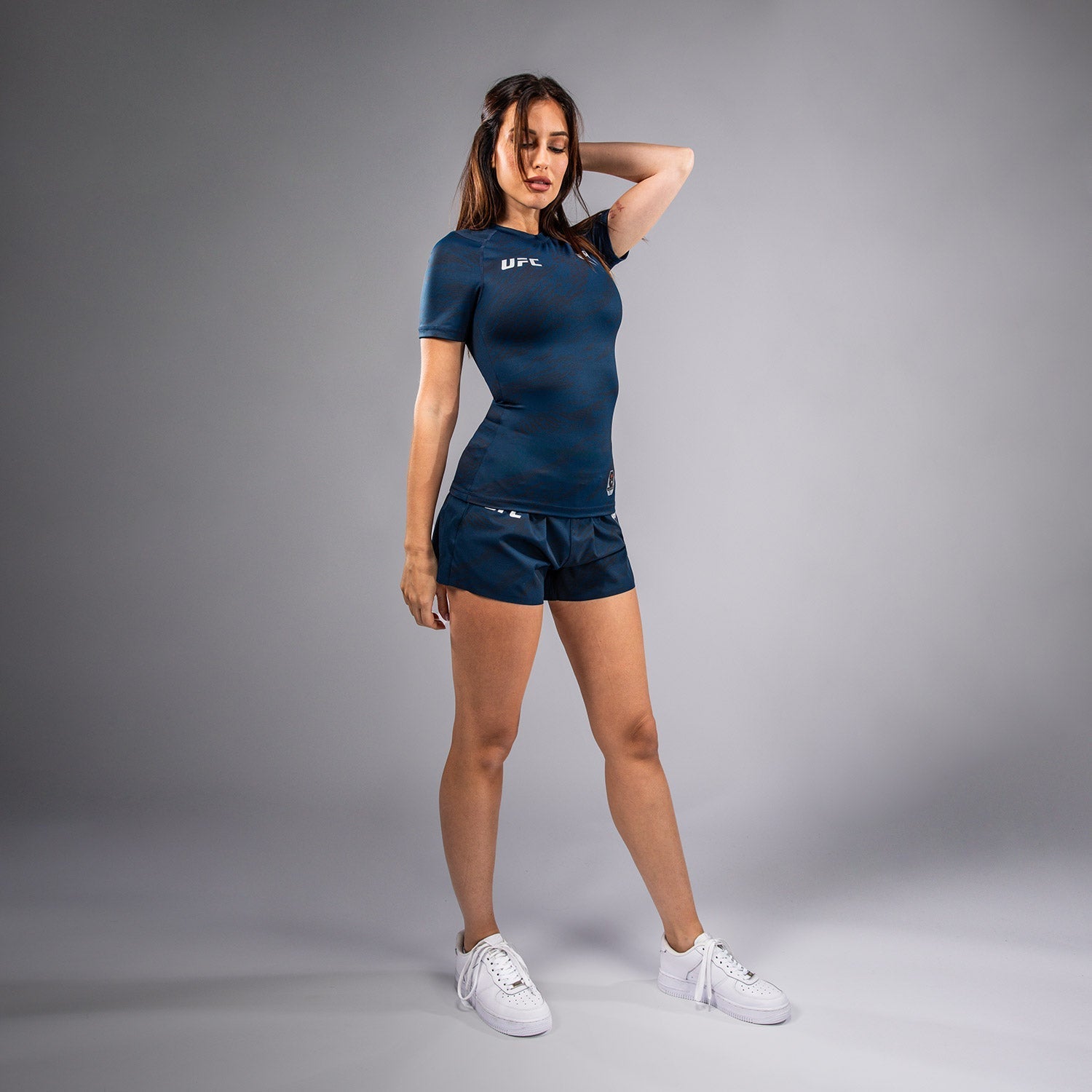 Venum UFC Fusion Fight Week Women's Performance Short Sleeve Rashguard - Oceanic Blue - MMA Training, BJJ, Grappling & Fitness Workout Apparel