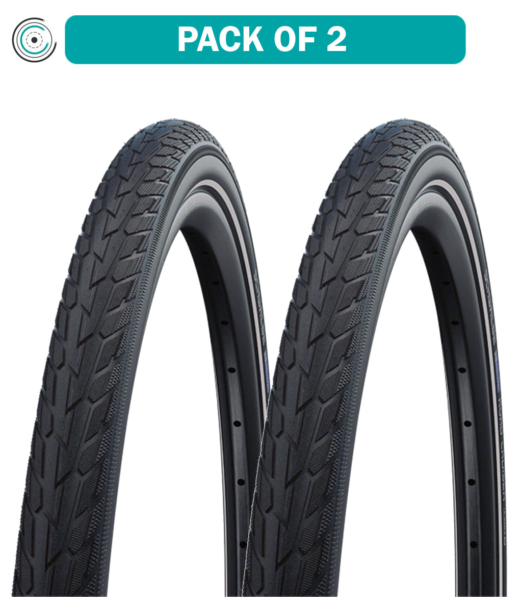 2 Pack Schwalbe Road Cruiser Bike Tires - 27.5 x 1.4 Inch Clincher Wire Bead with KGuard Puncture Protection - Perfect for Urban Commuting & Road Cycling (Black, 11101303)