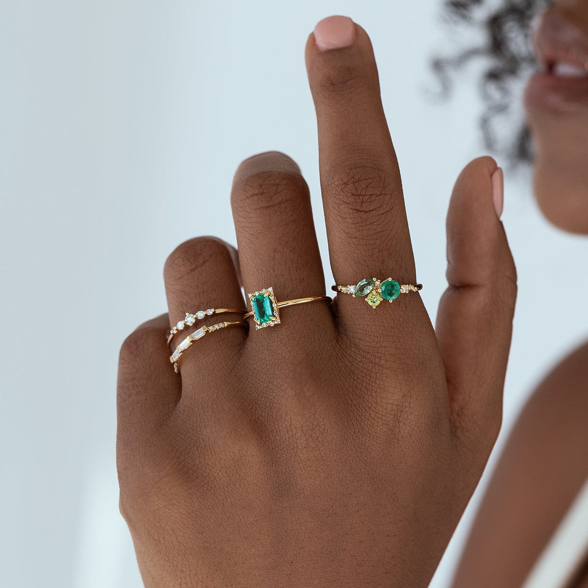 Green Ocean Starry Cluster Ring - Elegant Blue Gemstone Jewelry for Women, Perfect for Parties, Weddings & Date Nights