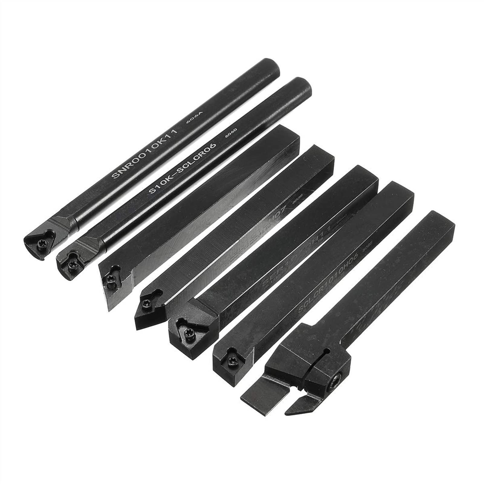 7Pcs 10mm Shank Lathe Turning Tool Boring Bar Holder Kit with DCMT/CCMT Carbide Inserts & Machine Wrench - SENMIAO-TH for Metalworking, Woodturning & DIY Projects