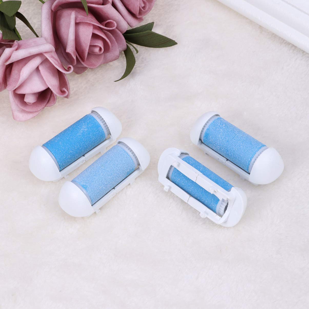 Healifty Electric Foot Callus Remover - 4 Pack Replacement Roller Heads for Pedicure, Hard Skin Removal & Foot Care - Compatible with Electric Foot Files & Sanders (Blue) - Perfect for At-Home Pedicures & Smooth Feet