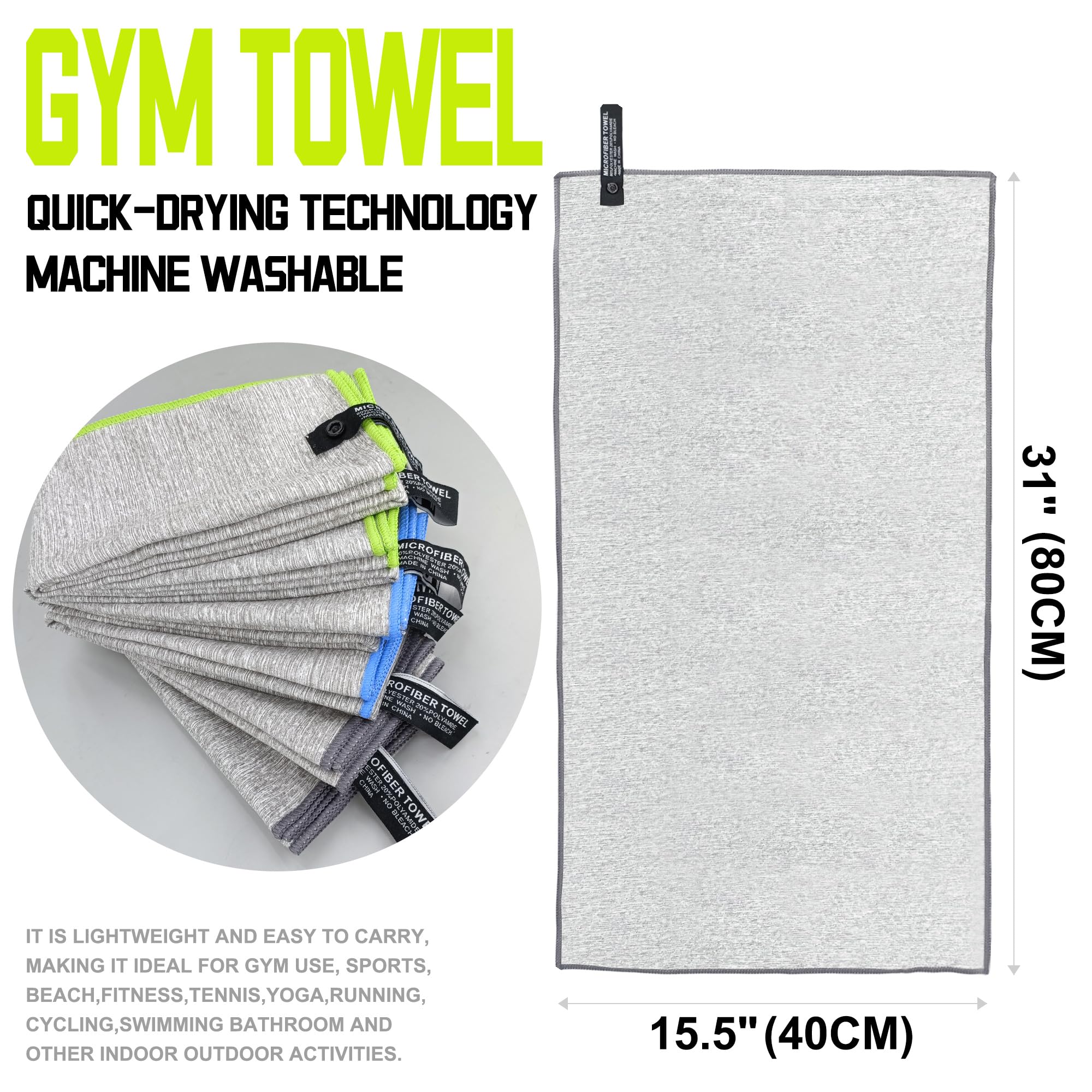 6 Pack Microfiber Gym Towels - Fast Drying Workout Towels for Men & Women | Sports, Fitness, Yoga & Tennis Accessories | Perfect for Gym, Hot Yoga & Exercise Routines