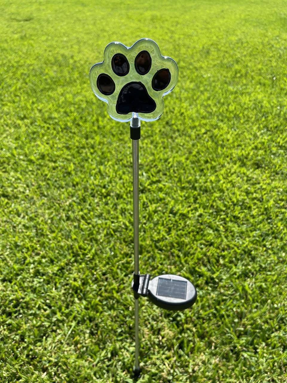 Solar Powered Garden Stake Lights - 2 Pack Color Changing & White LED Outdoor Path Lights (Dog Paw Design) for Walkway, Yard, Patio & Landscape Decoration