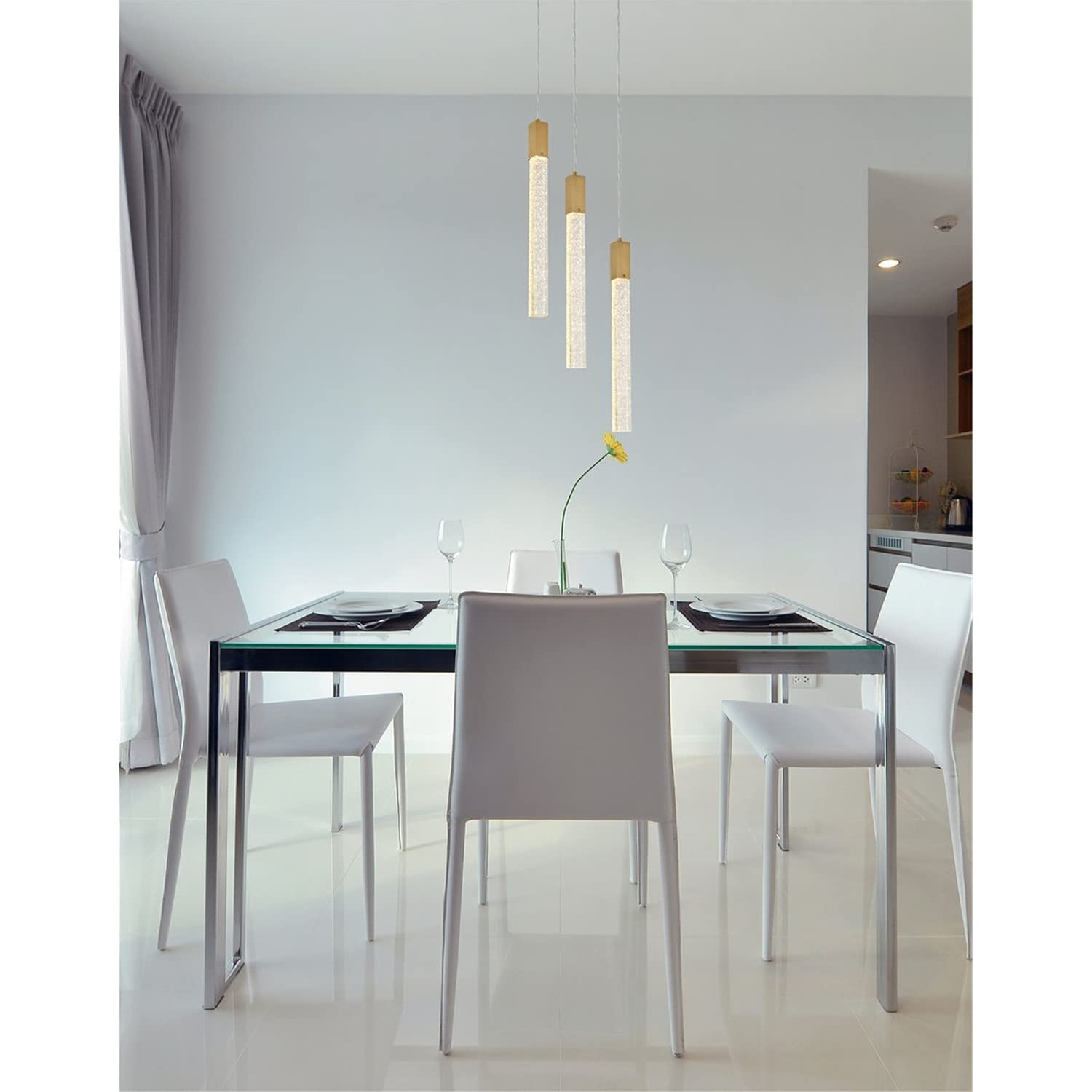 Weston 3-Light Satin Gold Modern Pendant Ceiling Light - Indoor Home Decor for Living Room, Dining Room & Bedroom Lighting