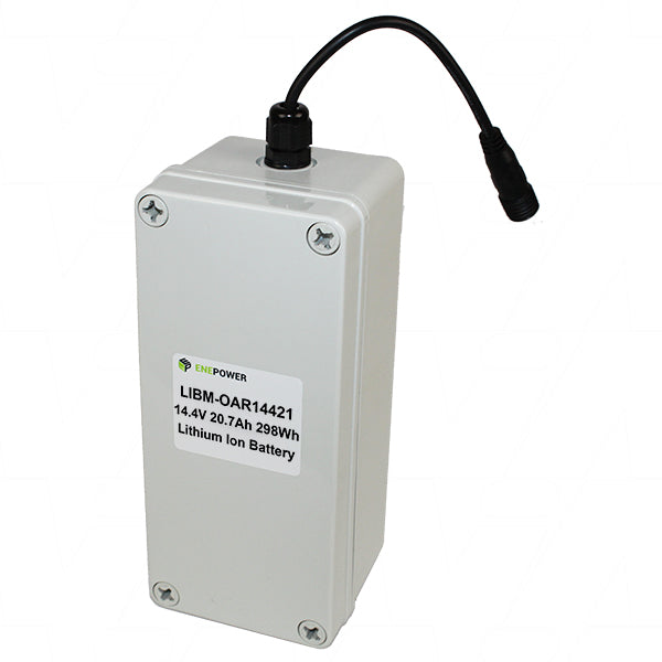 14.4V 20.7Ah 298.08Wh Lithium-Ion Rechargeable Battery - IP67 Waterproof Case & DC Connector - Perfect for Outdoor Power Tools, Camping Gear, and Marine Equipment