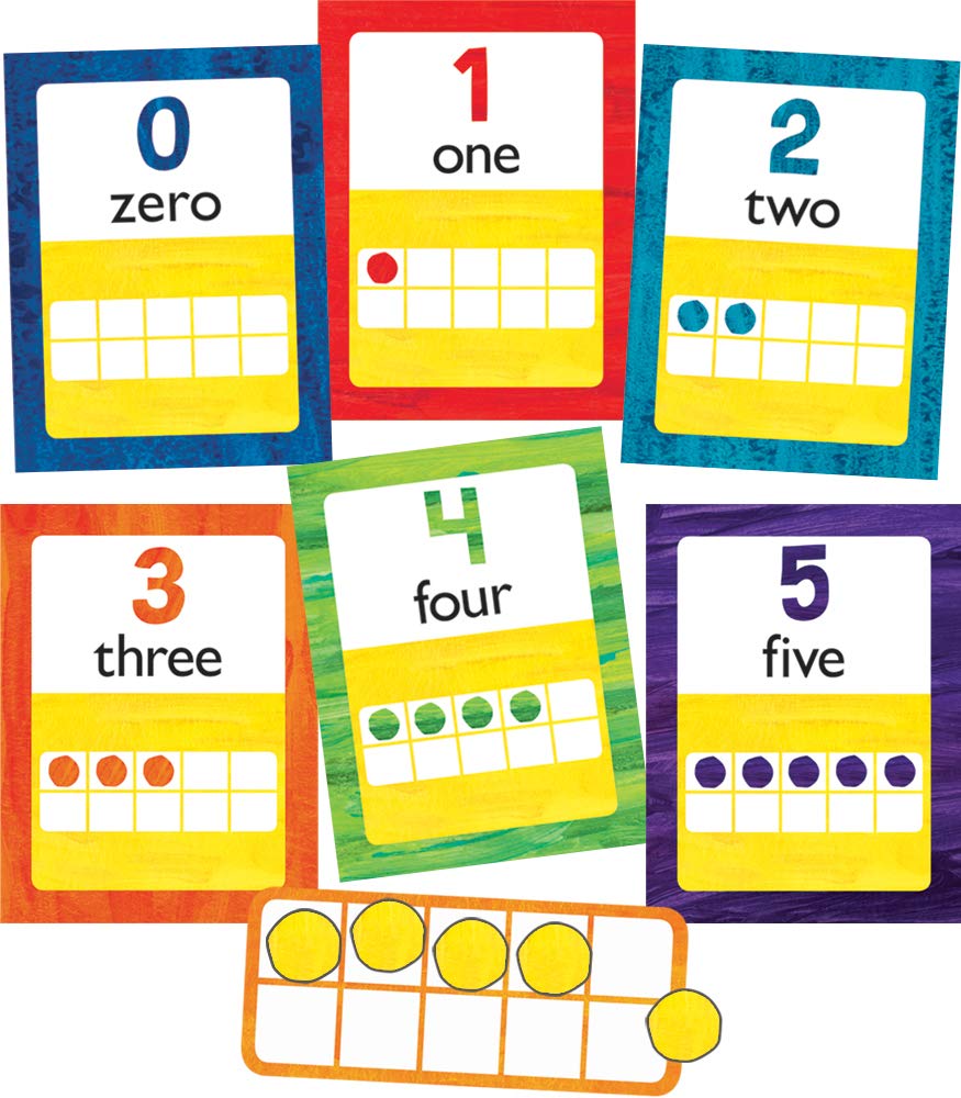 Eric Carle Numbers 0-20 Bulletin Board Set - 43-Piece Math Classroom Decor with Ten Frames & Counters for Counting, Place Value & Early Math Learning - Perfect for Preschool & Elementary Classrooms