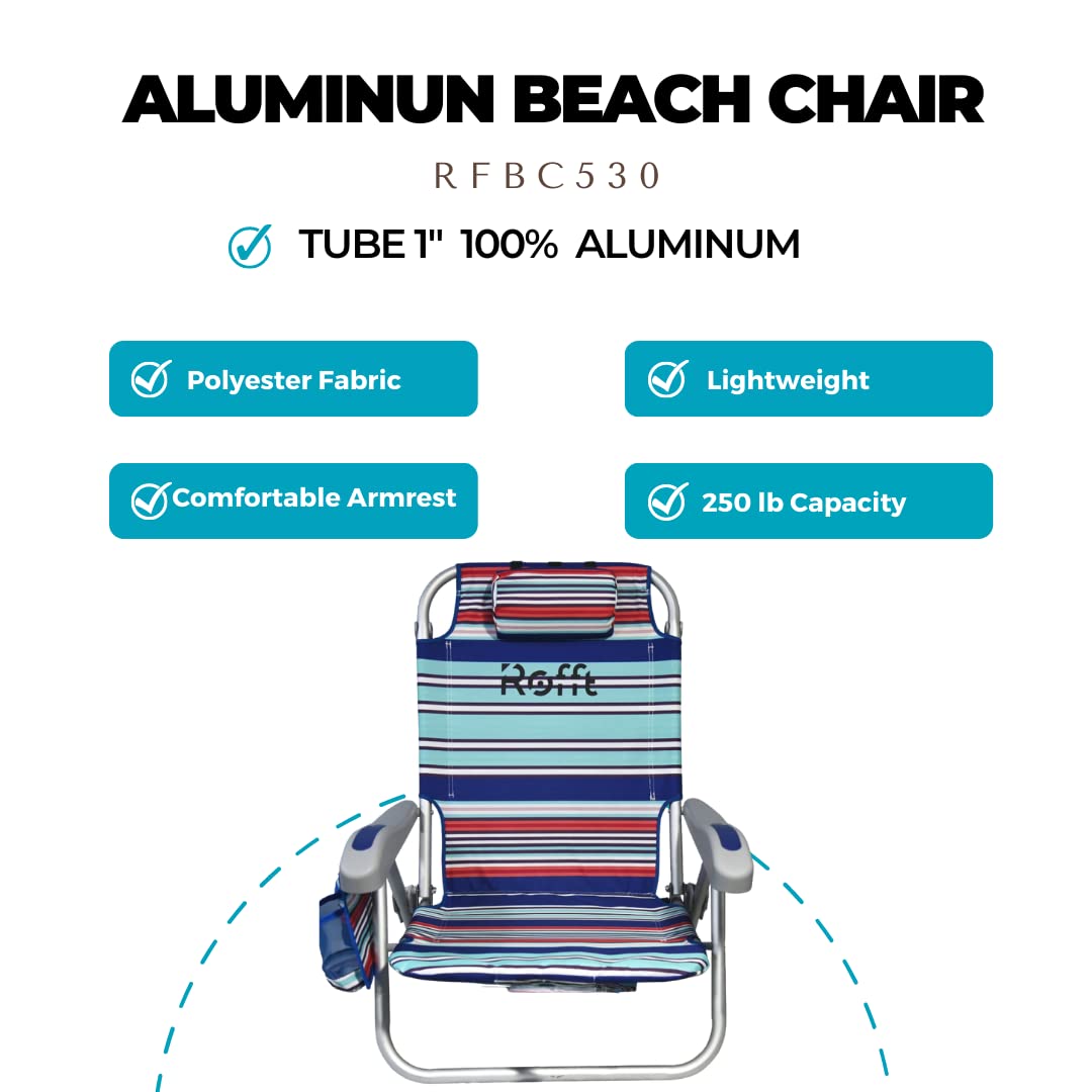 6-Position Reclining Beach Chair with Backpack Straps - Heavy Duty Folding Beach Chairs for Adults, Lightweight & Lay Flat Design - Perfect for Beach, Camping, Poolside & Outdoor Relaxation