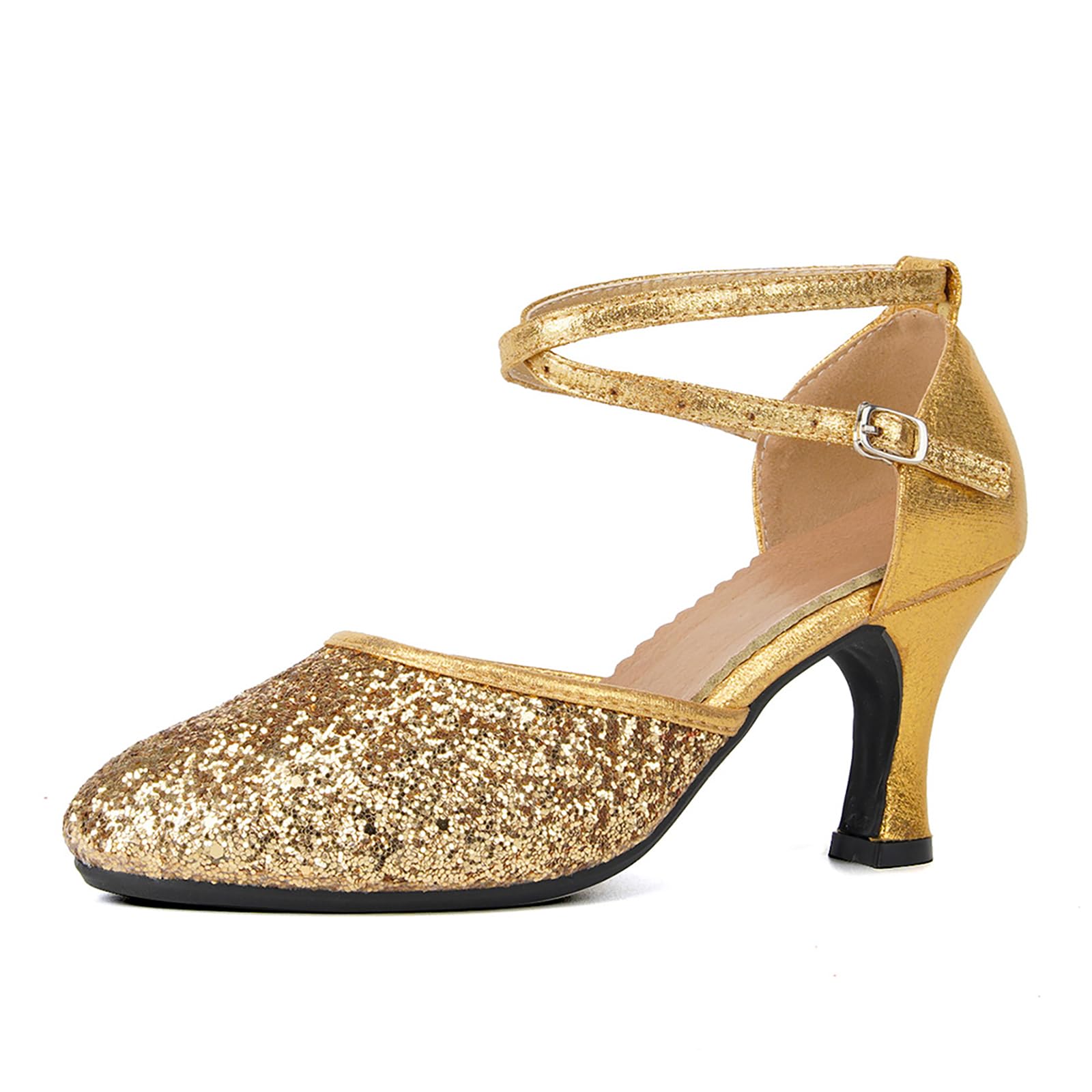 SWDZM Women's Glitter Latin Dance Shoes - Closed Toe Ballroom Salsa Heels for Women | Professional Dance Shoes for Salsa, Tango, Ballroom | Perfect for Parties, Performances & Dance Competitions