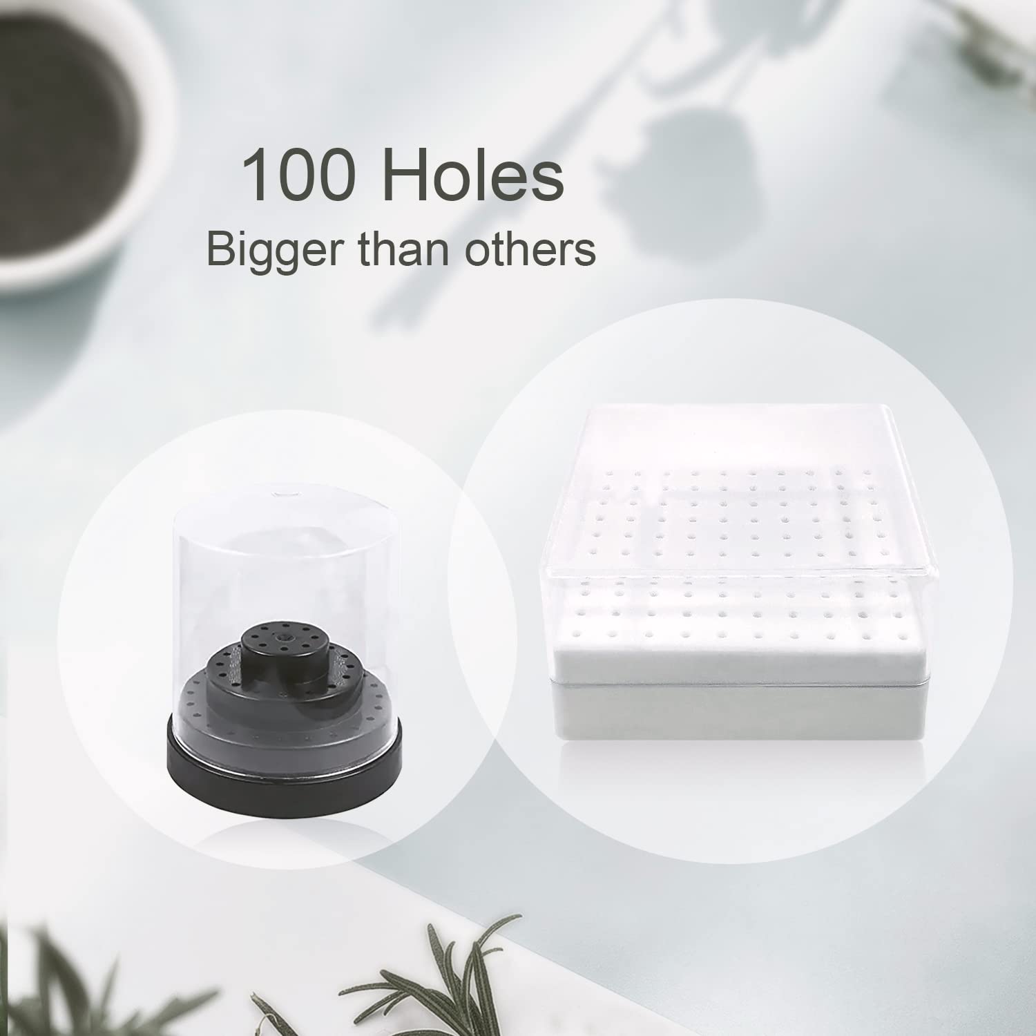 **Professional Nail Drill Bits Holder Organizer Box - 100 Hole Dustproof Storage Case for Nail Tech Supplies (White) | Perfect for Salon, Home & Travel Use**