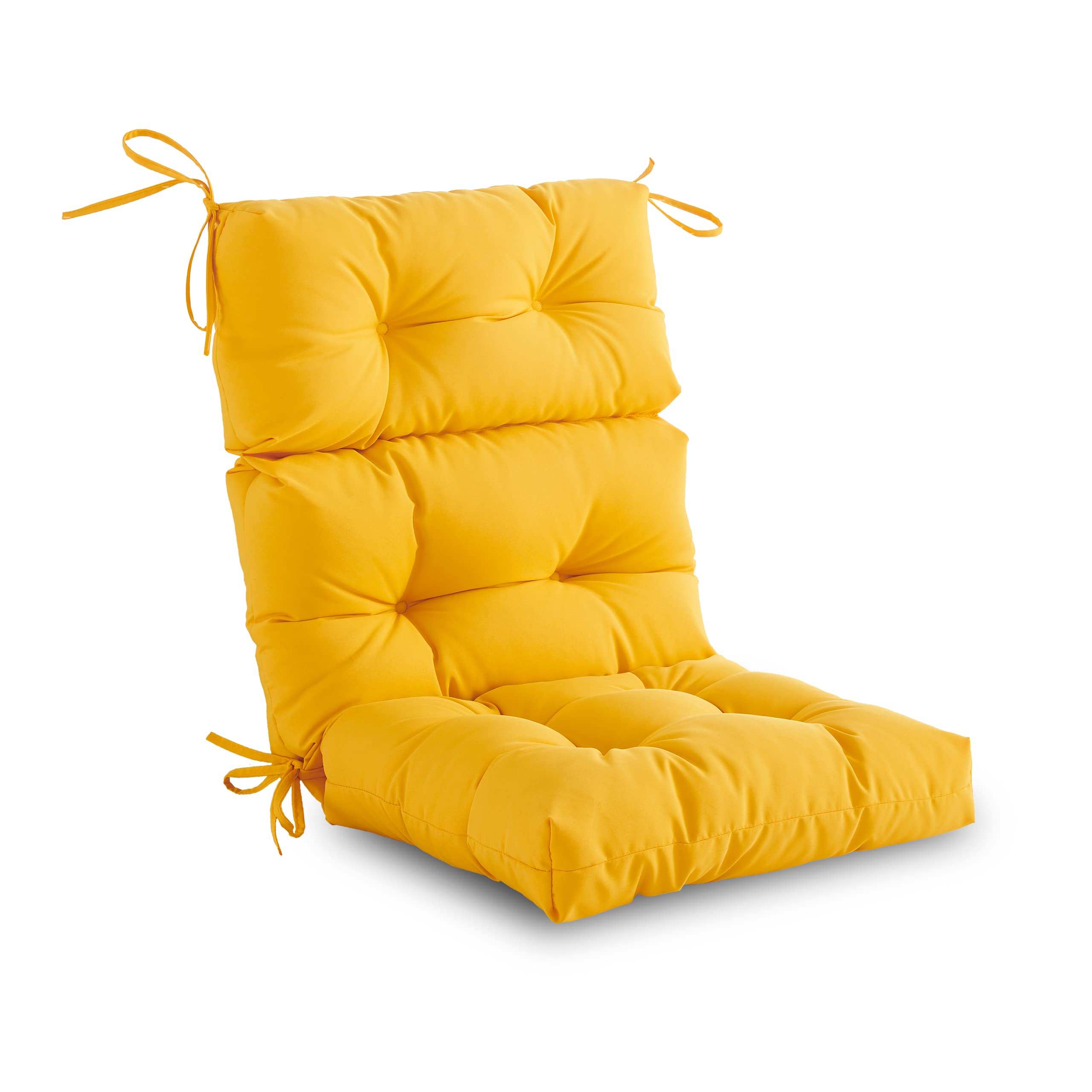 Waterproof High Back Chair Cushion for Outdoor & Indoor Use - All-Weather Adirondack Seat & Back Cushion with High Rebound Foam - Perfect for Patio, Deck, Garden & Poolside Furniture (Yellow)