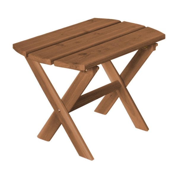 Premium Western Red Cedar Folding Oval End Table - Natural Wood Outdoor Patio Side Table for Garden, Deck, and Poolside Use