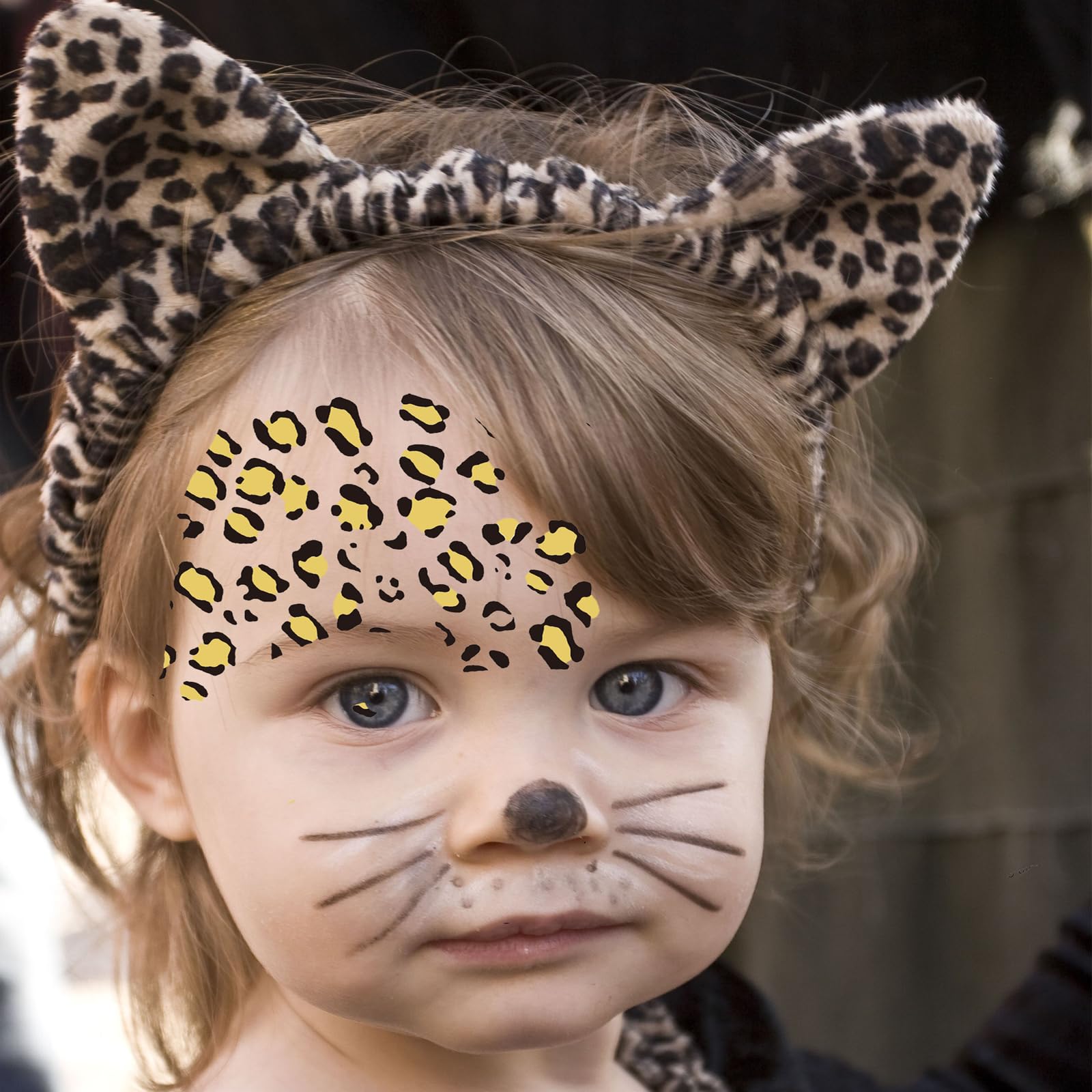 Gold Leopard Face Temporary Tattoos - Cheetah Print Body Stickers for Women | Halloween Makeup Accessories & Party Decoration | Costume, Festival, Cosplay Use