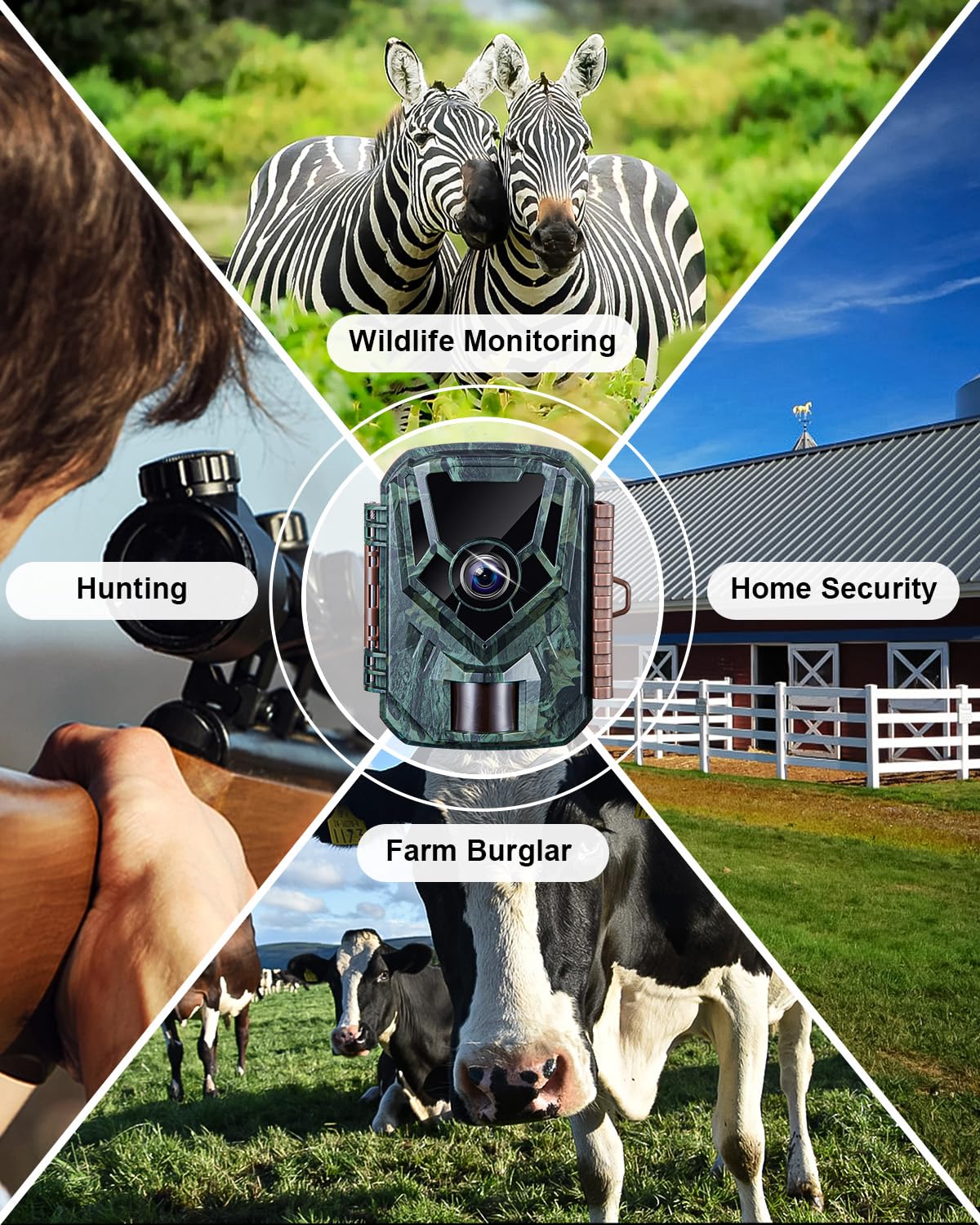 2 Pack KJK Trail Cameras 24MP 1080P with Night Vision, 32GB SD Card & 8AA Batteries - Motion Activated Waterproof Game Camera, 0.2s Trigger Speed, 120° Wide Angle for Wildlife Monitoring, Hunting, and Outdoor Security Surveillance