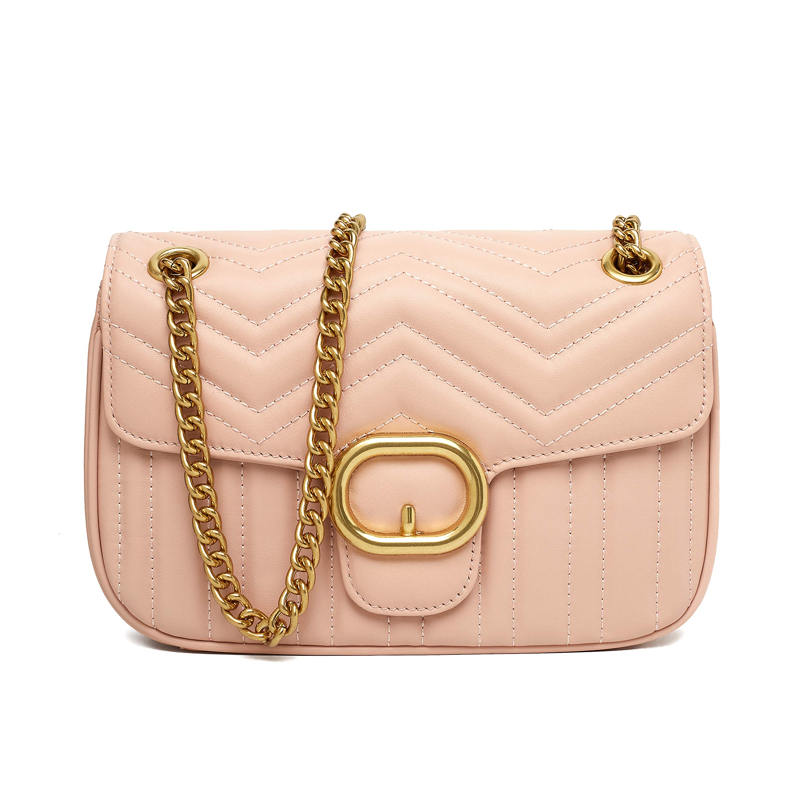 Chrysansmile Genuine Leather Quilted Crossbody Bag for Women - Stylish Shoulder Purse with Detachable Chain - Perfect for Work, Travel & Evening Out