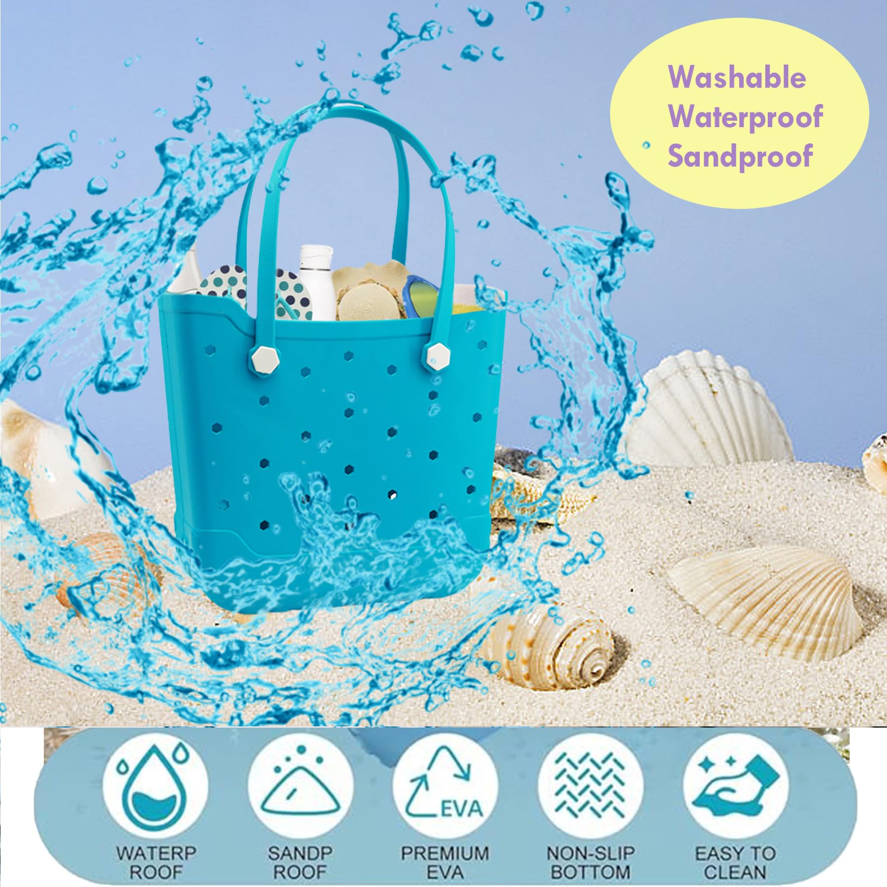 Waterproof EVA Beach Tote Bag - Lightweight Travel & Sports Tote for Men & Women - Perfect for Beach, Pool & Outdoor Activities
