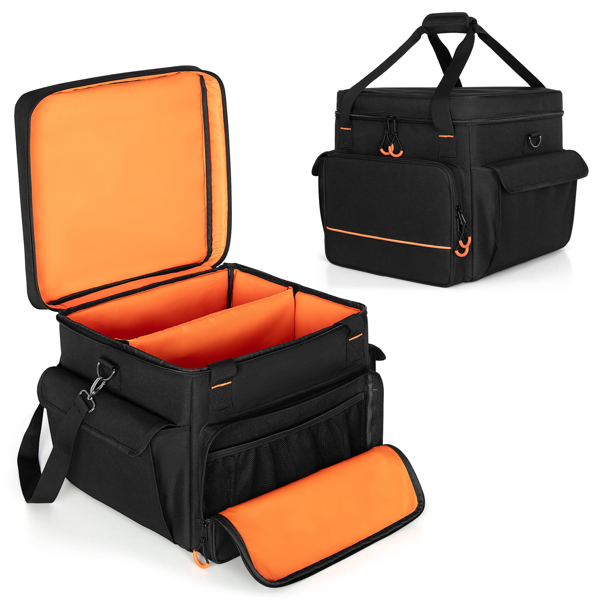 LUXJA Padded Carrying Case for 2 Effect Lights or Moving Head Lights - Protective Bag with Inner Dividers & Accessory Pockets (Black) - Perfect for DJ Equipment, Stage Lighting, and Event Transport