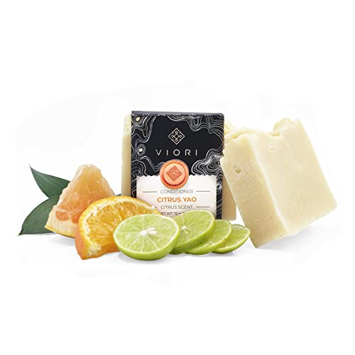 Viori Citrus Yao Conditioner Bar - Handmade with Longsheng Rice Water & Natural Ingredients - Sulfate-Free, Paraben-Free, Cruelty-Free, Vegan Hair Care for Dry & Damaged Hair - Zero Waste Shampoo Bar for Travel & Eco-Friendly Lifestyle