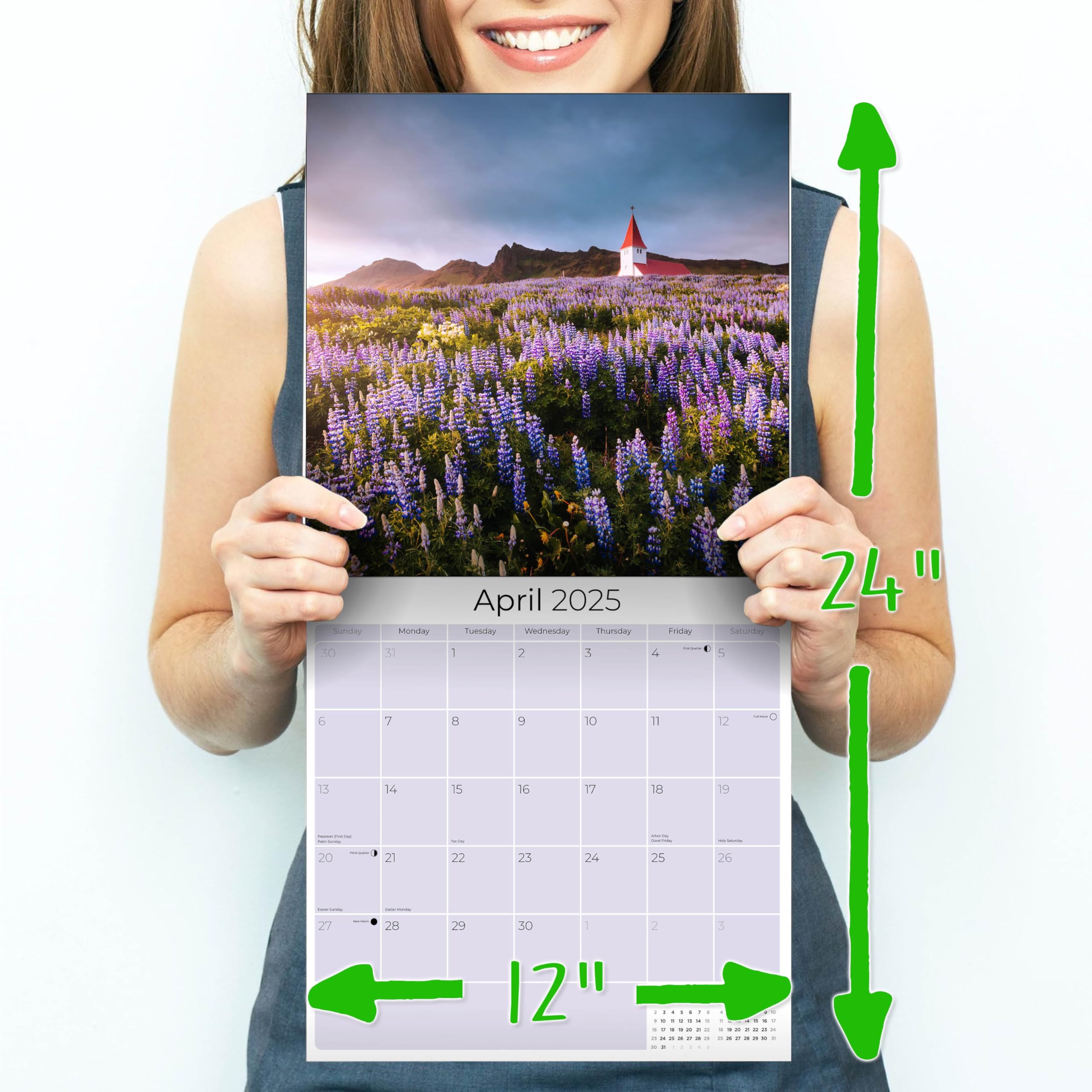 2024-2025 Iceland Monthly Wall Calendar with Nordic Travel Design - 12
