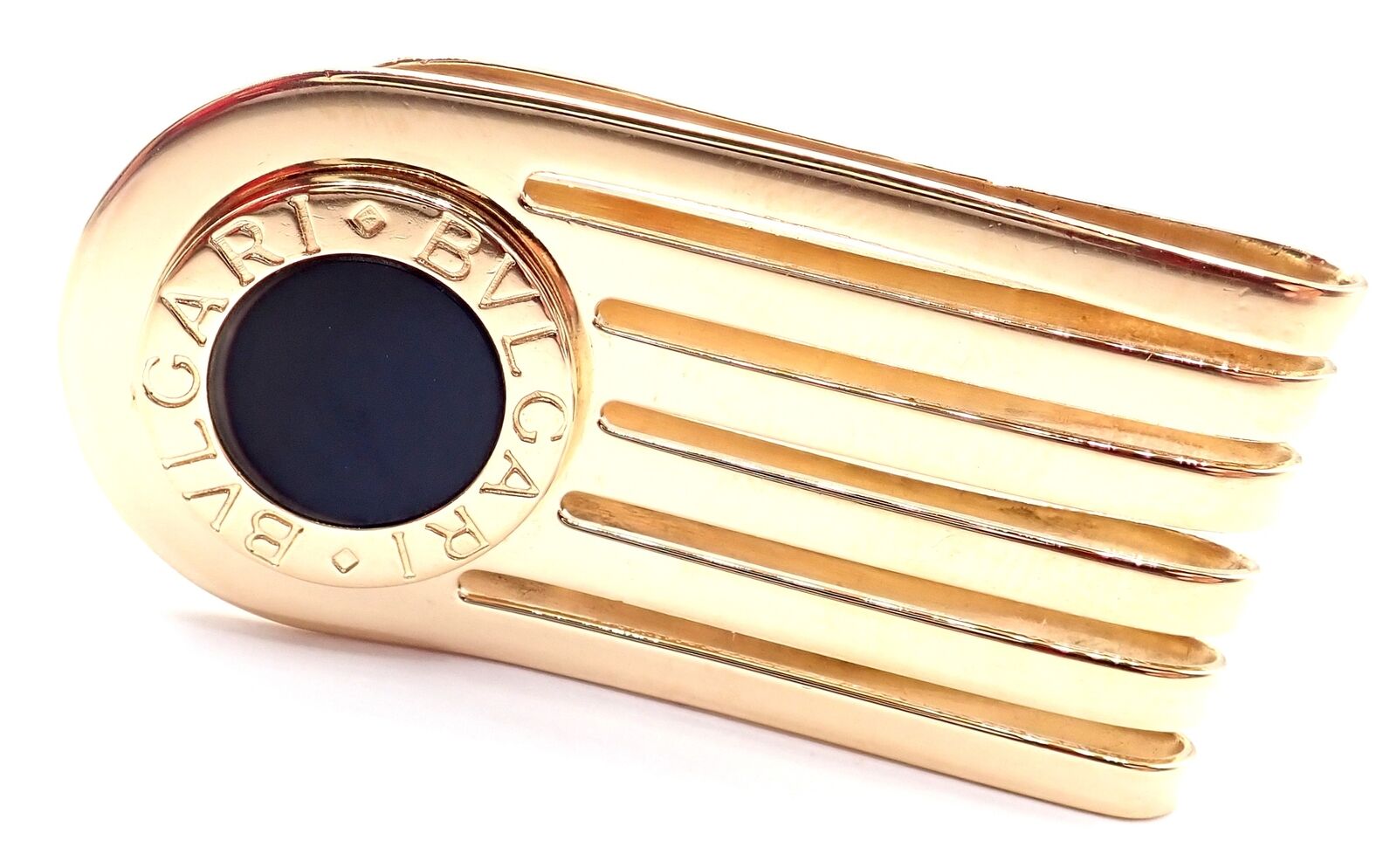 Authentic Vintage Bulgari 18K Yellow Gold Onyx Money Clip - Luxury Gift for Men, Perfect for Business Professionals & Special Occasions
