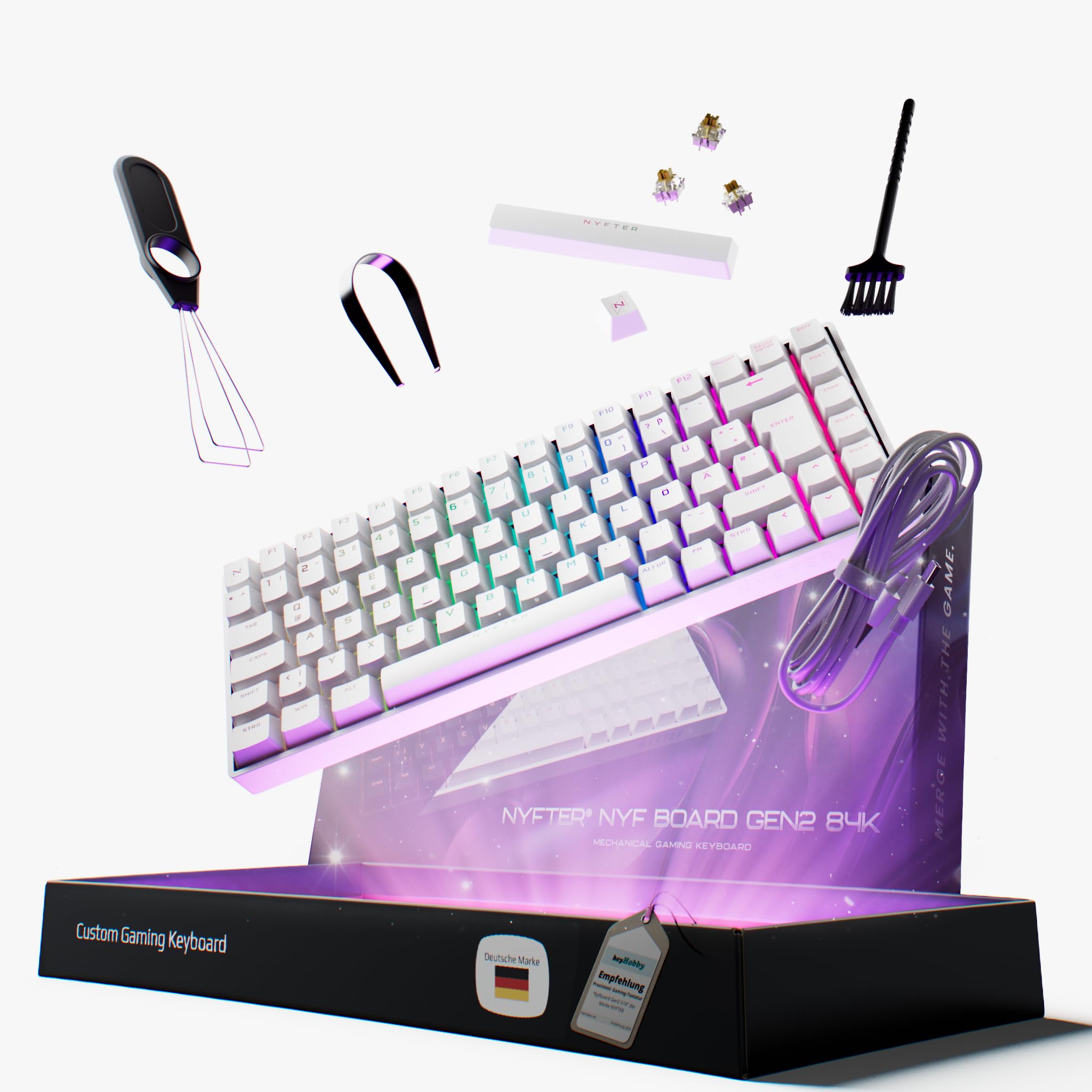 75% Gaming Keyboard with Gateron Yellow Switches - Hot-Swappable Mechanical RGB for PC Gamers (White)
