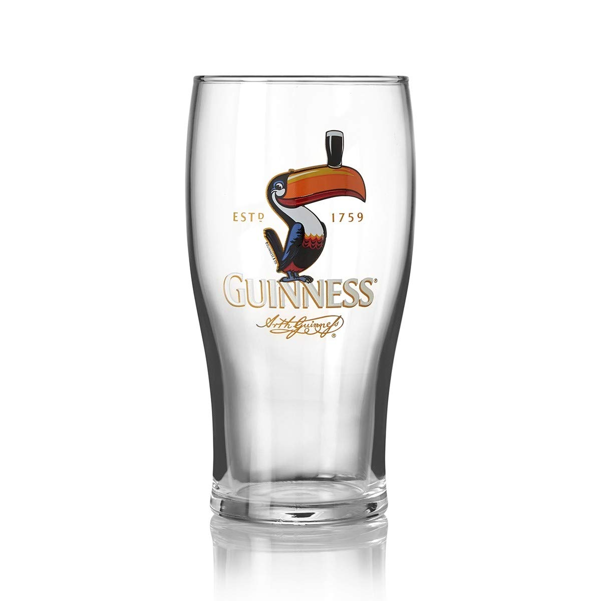 Guinness Toucan Stout Beer Glass Set of 2 - 20oz Official Licensed Pint Glasses - Perfect Gift for Beer Enthusiasts - Ideal for Home Bars, Pubs & St. Patrick's Day Celebrations