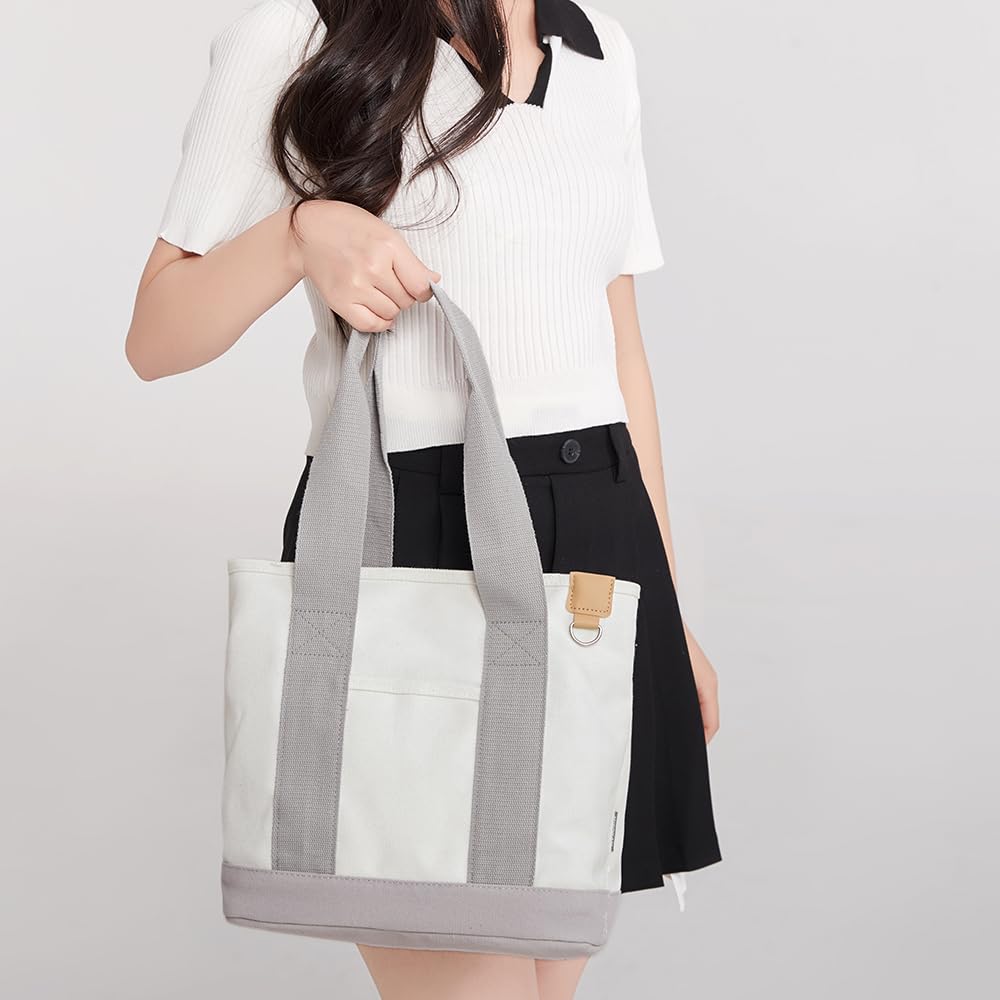 Stylish Canvas Tote Bag for Women - Durable Zippered Shoulder Handbag with Keychain | Perfect for Work, Travel & Shopping