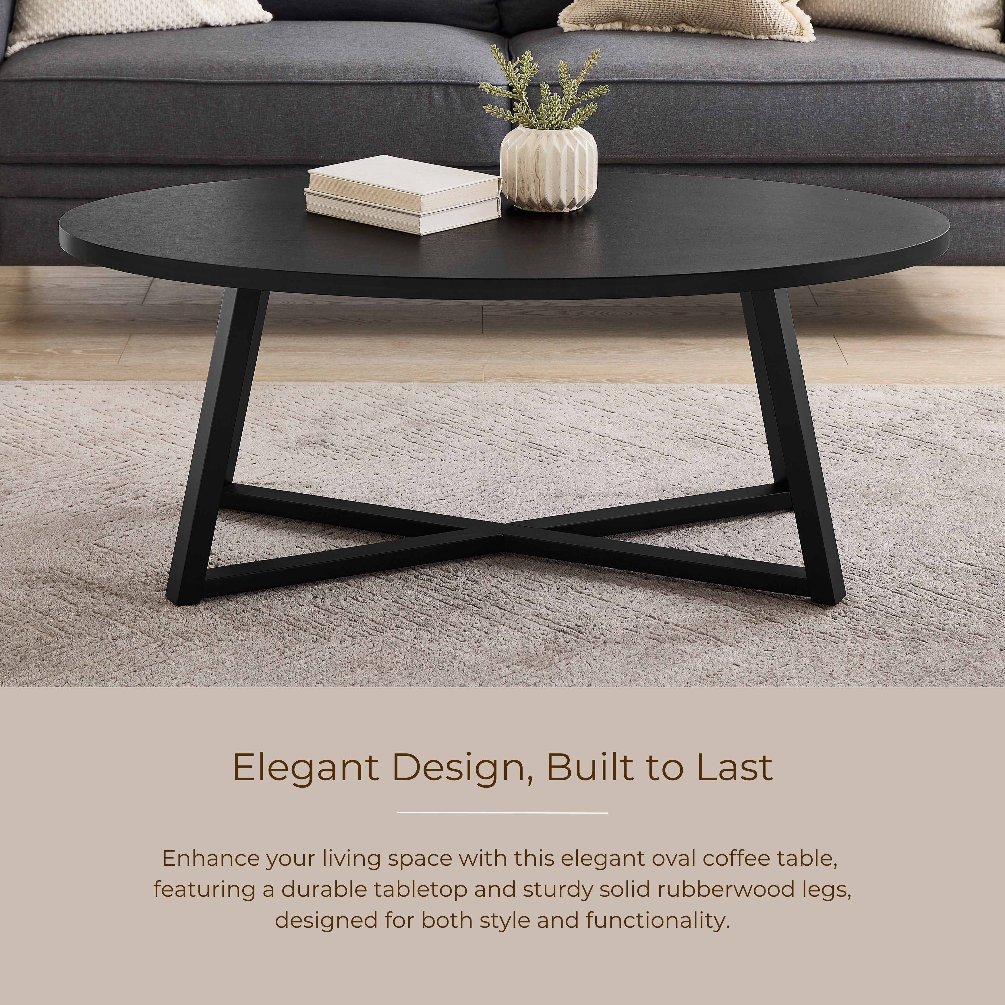 Modern Harmony Wood Oval Coffee Table - Roundhill Furniture - Stylish & Durable Living Room Centerpiece for Home Decor