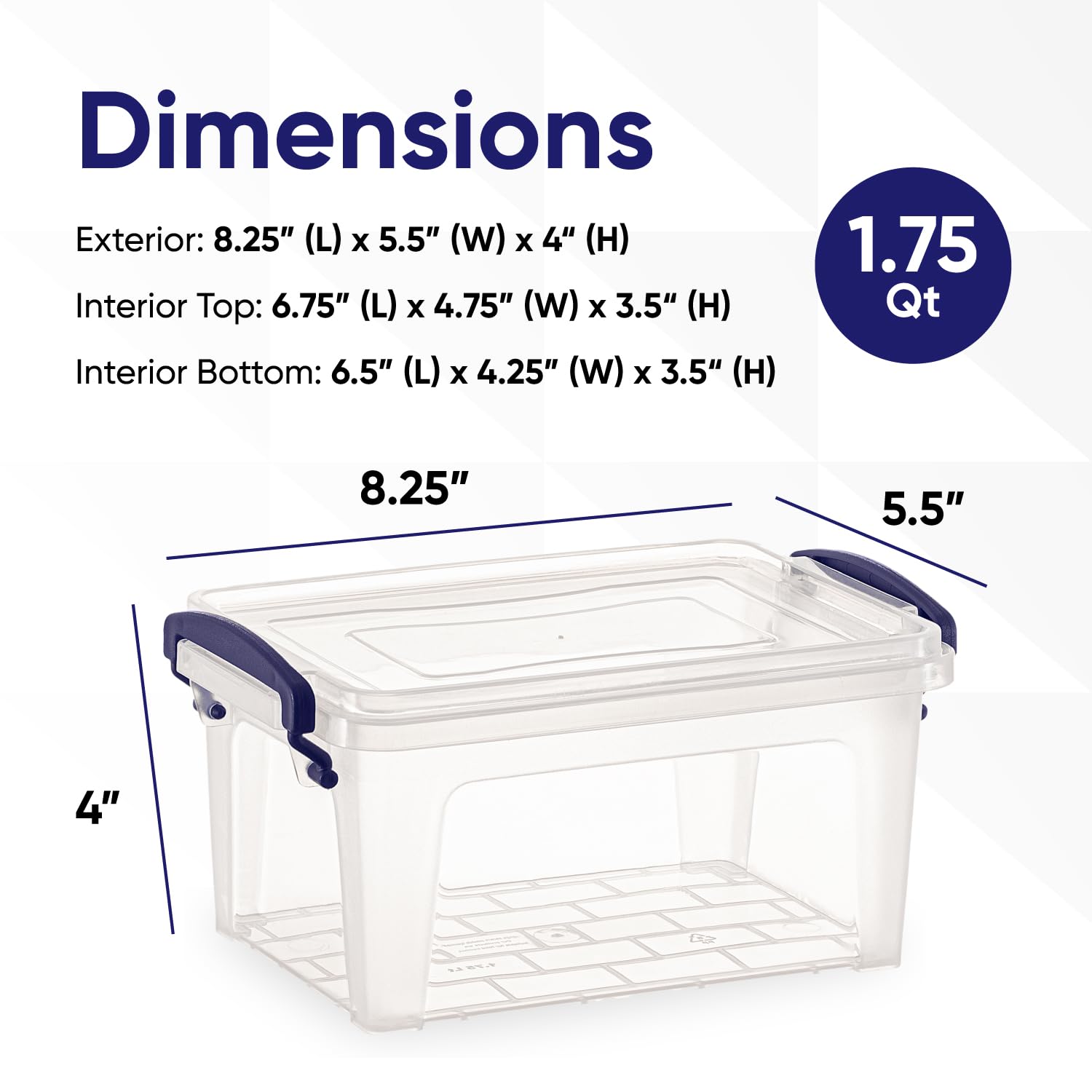 Superio Clear Plastic Storage Bins with Lids - 12 Pack 1.75 Quart Small Stackable Organizer Boxes with Secure Latches & Easy-Carry Handles - Perfect for Pantry Organization, Craft Supplies & Kids Toy Storage