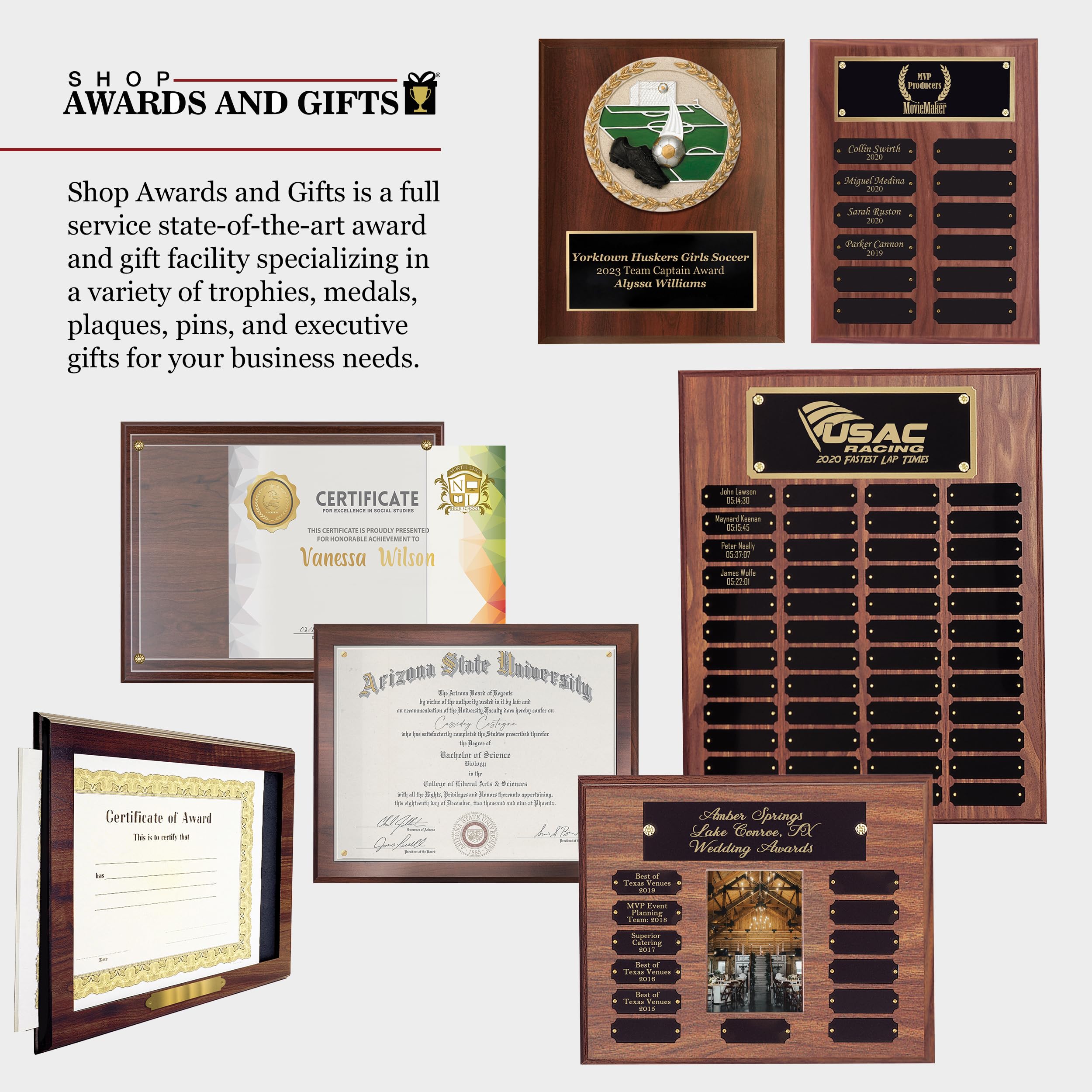 16 x 20 Inch Walnut Perpetual Plaque Award Board - Employee Recognition & Achievement Award with Gold Header - 48 Name Plates for Office Appreciation, Corporate Gifts, and Milestone Celebrations