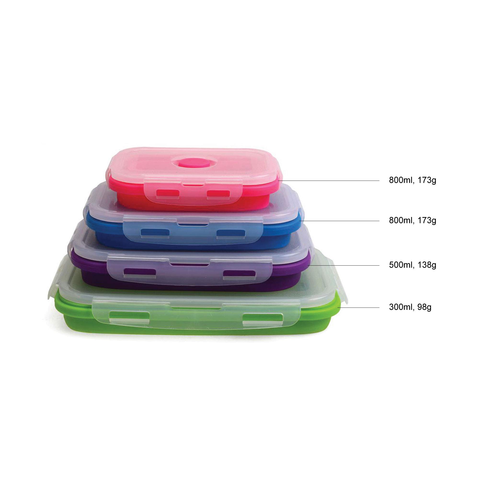 Jean-Patrique 4-Piece Collapsible Silicone Food Storage Containers Set - Airtight, Leak-Proof, BPA-Free, Microwave & Dishwasher Safe - Perfect for Meal Prep, Leftovers & On-the-Go Snacks