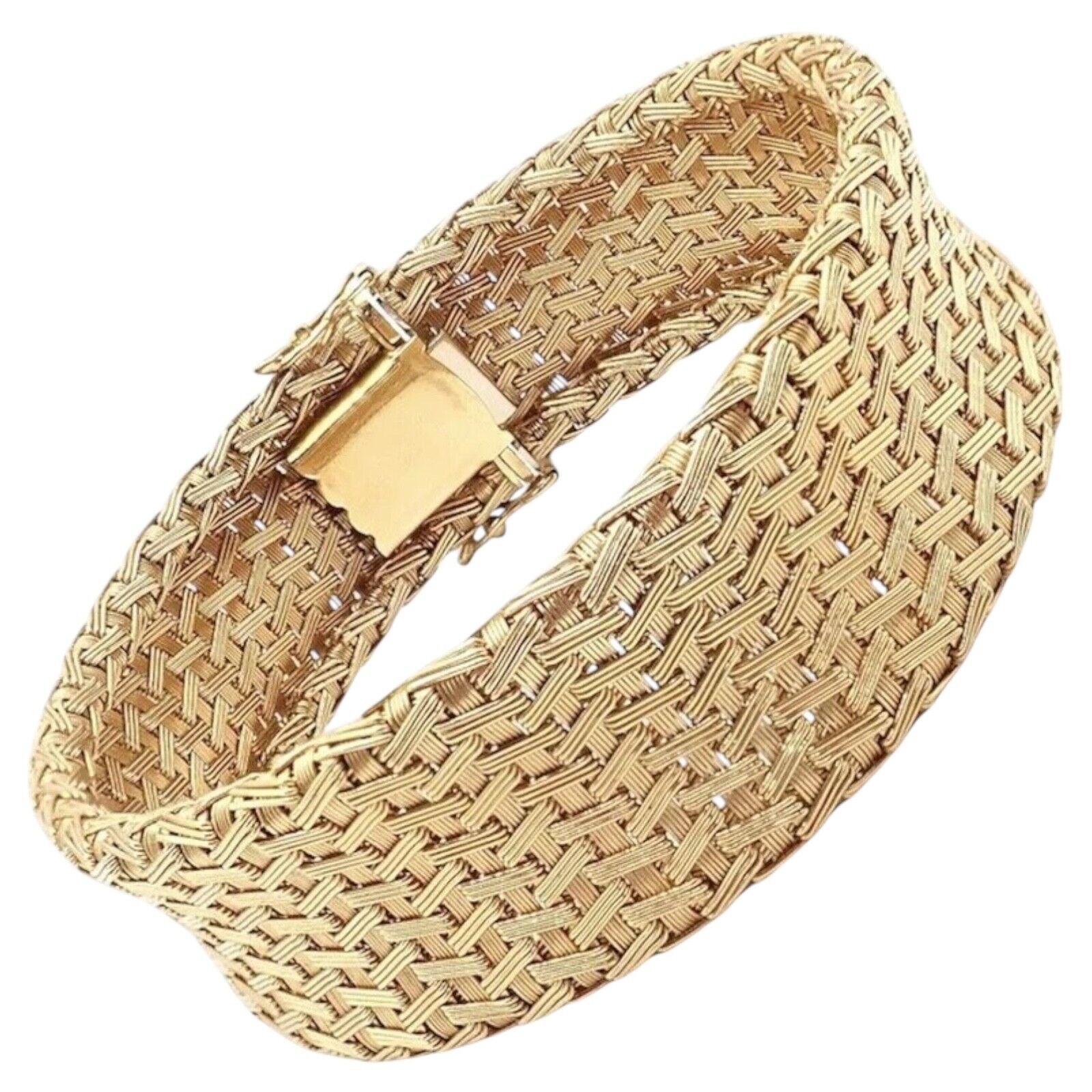 Authentic Roberto Coin 18k Yellow Gold Large Basket Weave Bracelet for Women | Luxury Italian Jewelry Gift for Anniversary, Birthday & Special Occasions | Perfect for Evening Events & Formal Wear