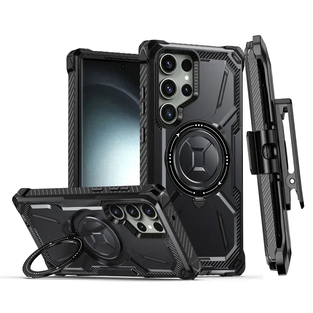 Samsung Galaxy S25 Ultra Phone Case with Belt Clip & MagSafe Magnetic Ring - Secure & Hands-Free for Outdoor, Work & Travel