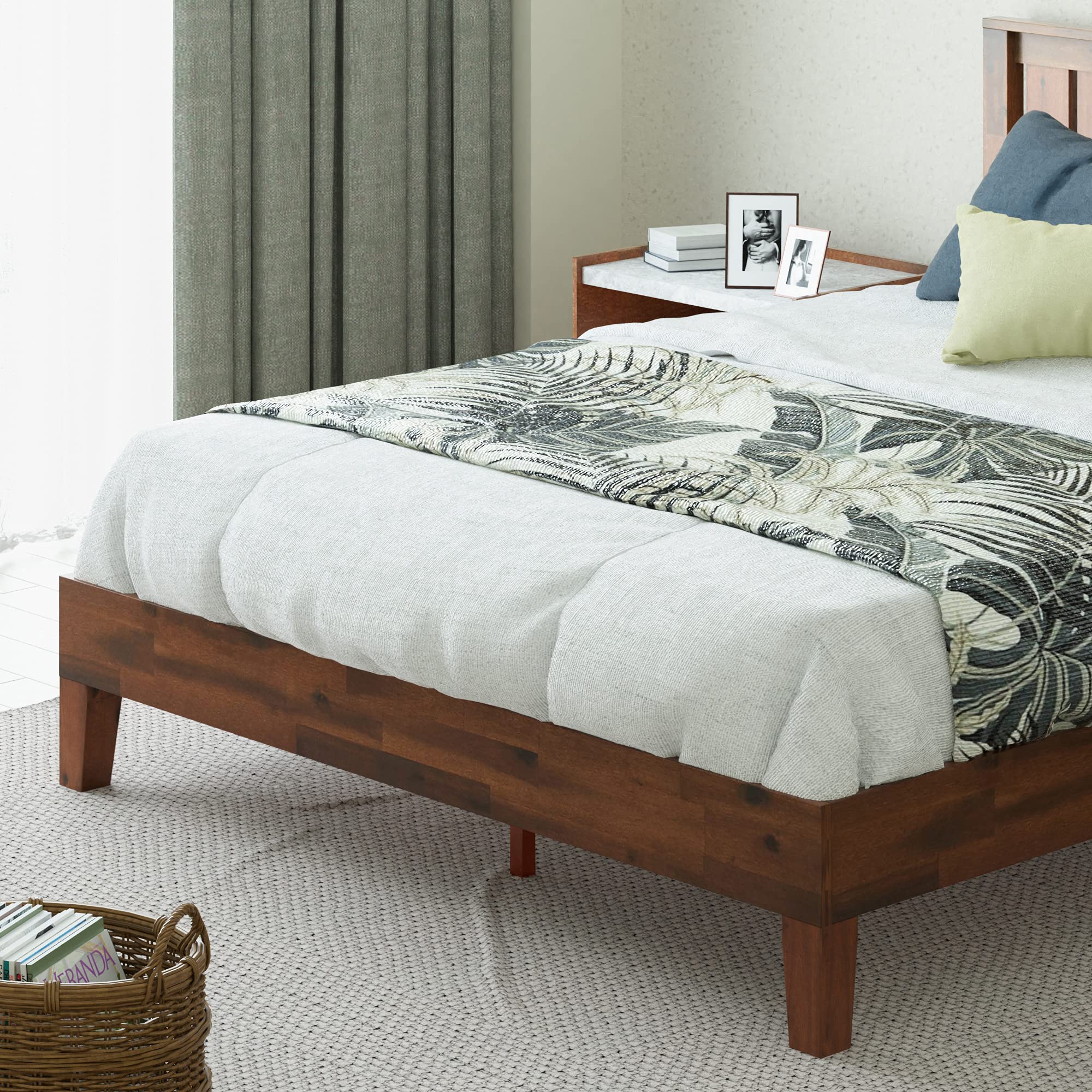 ZINUS Vivek Deluxe Wood Platform Bed Frame with Headboard | Solid Wood Slat Support | No Box Spring Required | Easy Assembly | King Size Bed | Perfect for Master Bedroom, Guest Room & Modern Home Decor
