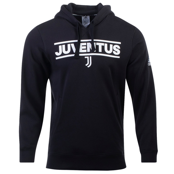 Adidas Juventus Fleece Hoodie 2022-2023 Season - Black & White - Men's Warm Pullover Sweatshirt for Soccer Fans & Casual Wear