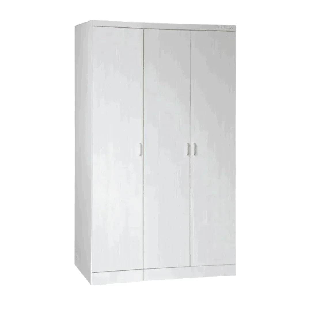 Eliose White Wash Open 3 Door Wardrobe Closet - Modern Freestanding Storage Cabinet for Bedroom, Living Room & Entryway