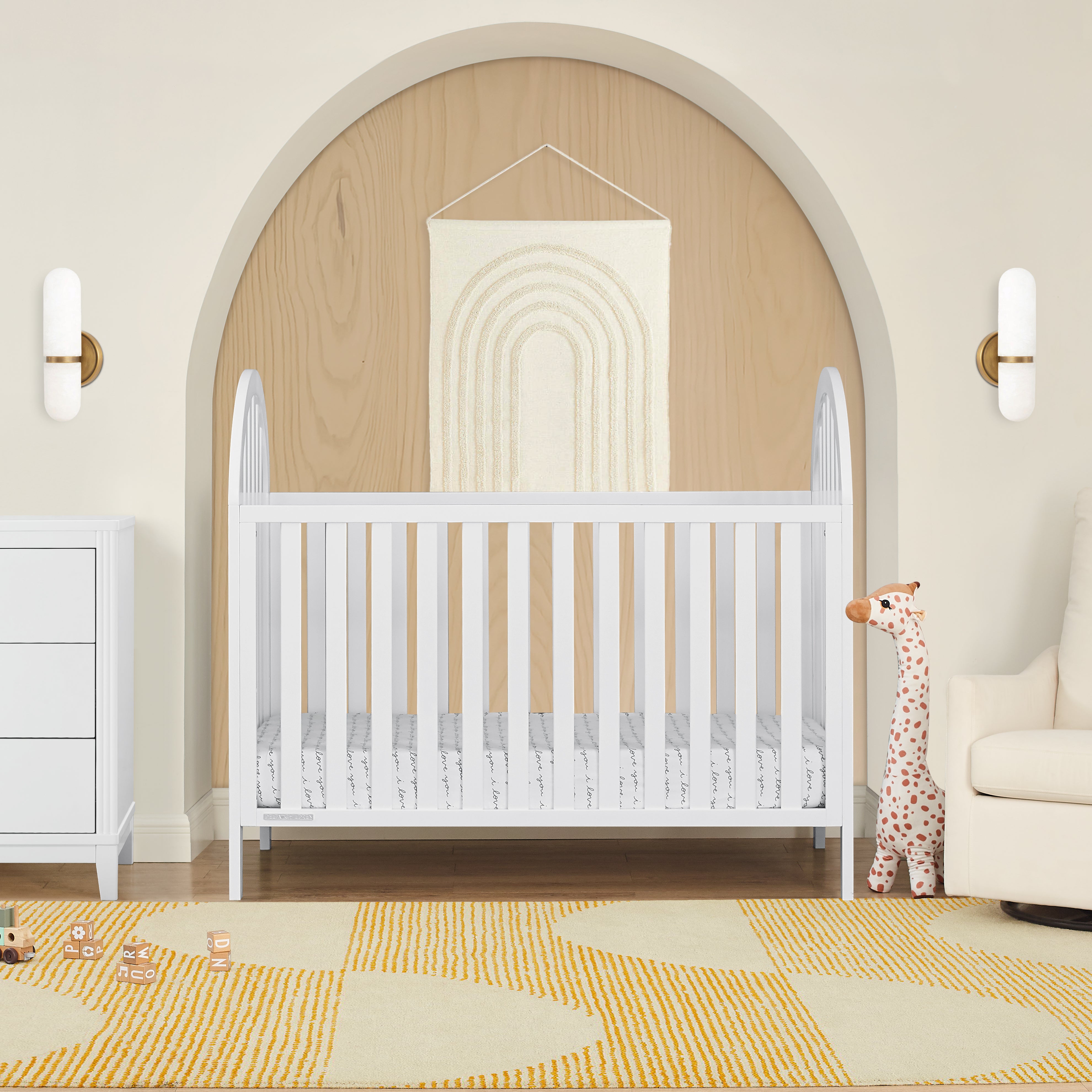 Milano 4-in-1 Convertible Baby Crib - Toddler Bed, Daybed & Full-Size Bed - Nursery Furniture for Boys & Girls - Perfect for Newborn to Teen Years