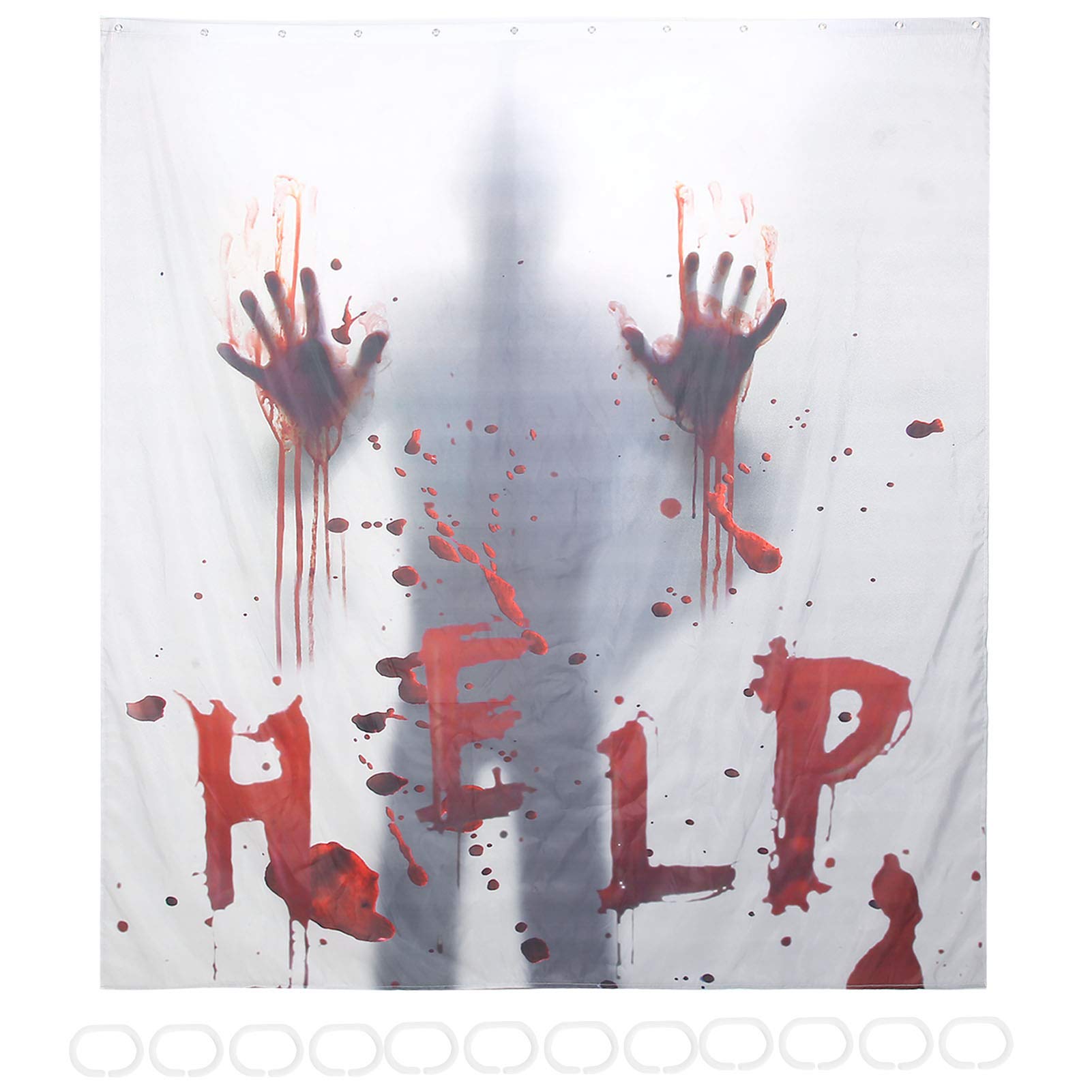 Scary Halloween Shower Curtain - Durable Polyester Fabric with Horror Print for Bathroom Decor - Perfect for Spooky Home Parties & Themed Bathroom Makeovers