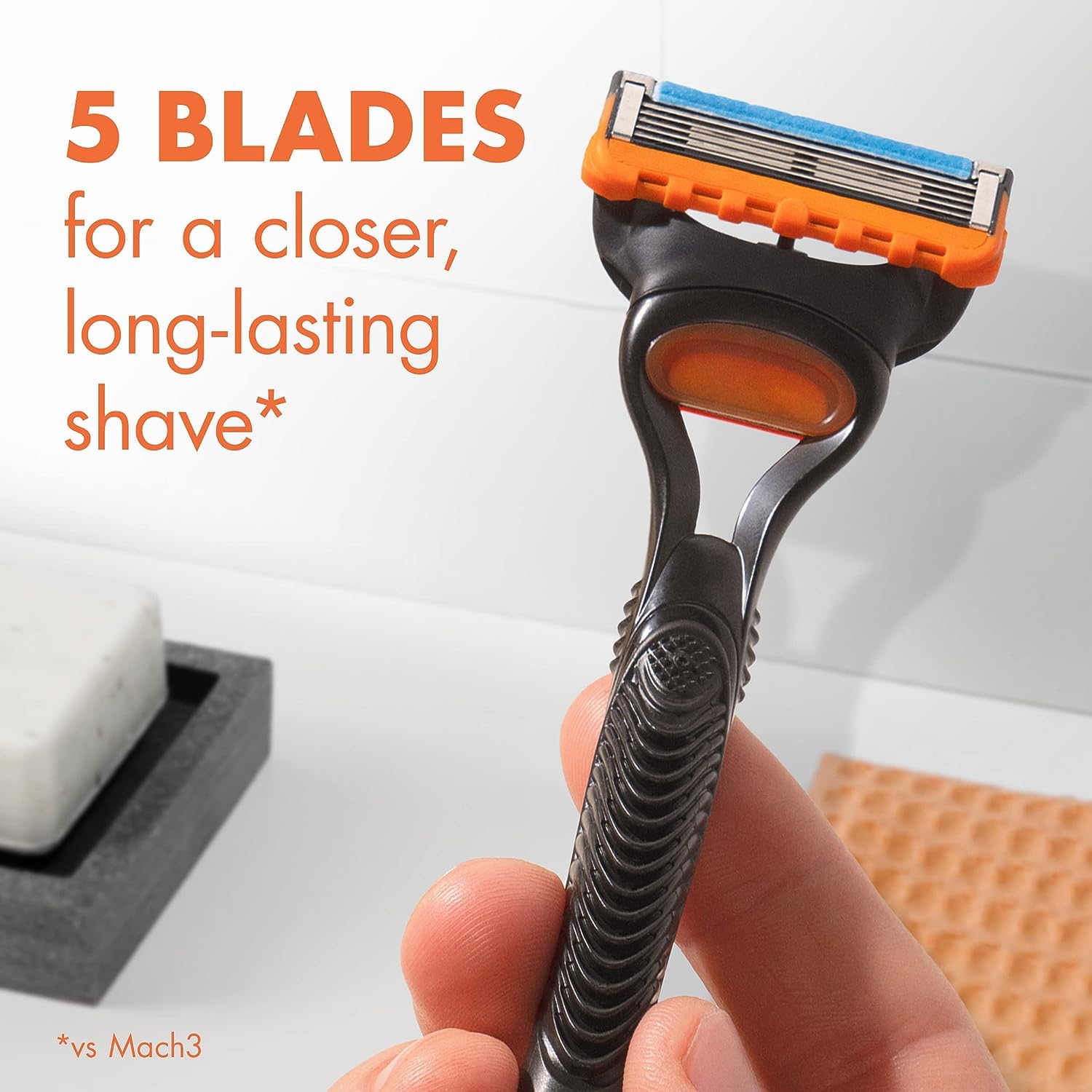 Fusion 5 Blades Refills for Men - 8 Pack Replacement Razor Cartridges with Travel Pouch & Cleaning Cloth - Compatible with Gillette Fusion5 Razors - Perfect for Travel, Gym & Everyday Shaving