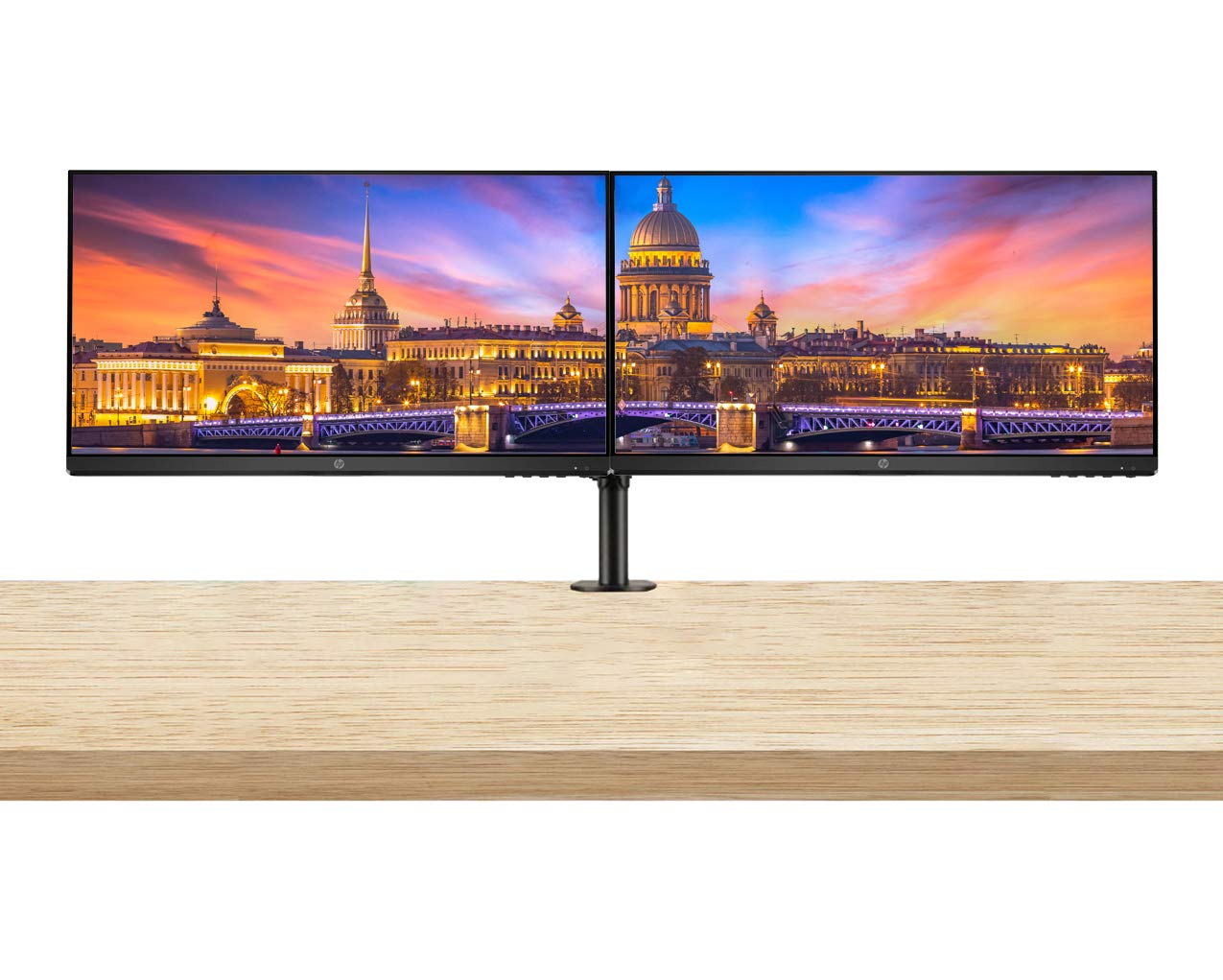 HP P24v G4 24-Inch IPS LED FHD 1080p Backlit Computer Monitor 2-Pack Bundle with Adjustable VESA Monitor Stand - Dual Screen Setup for Home Office, Gaming & Productivity Workstations