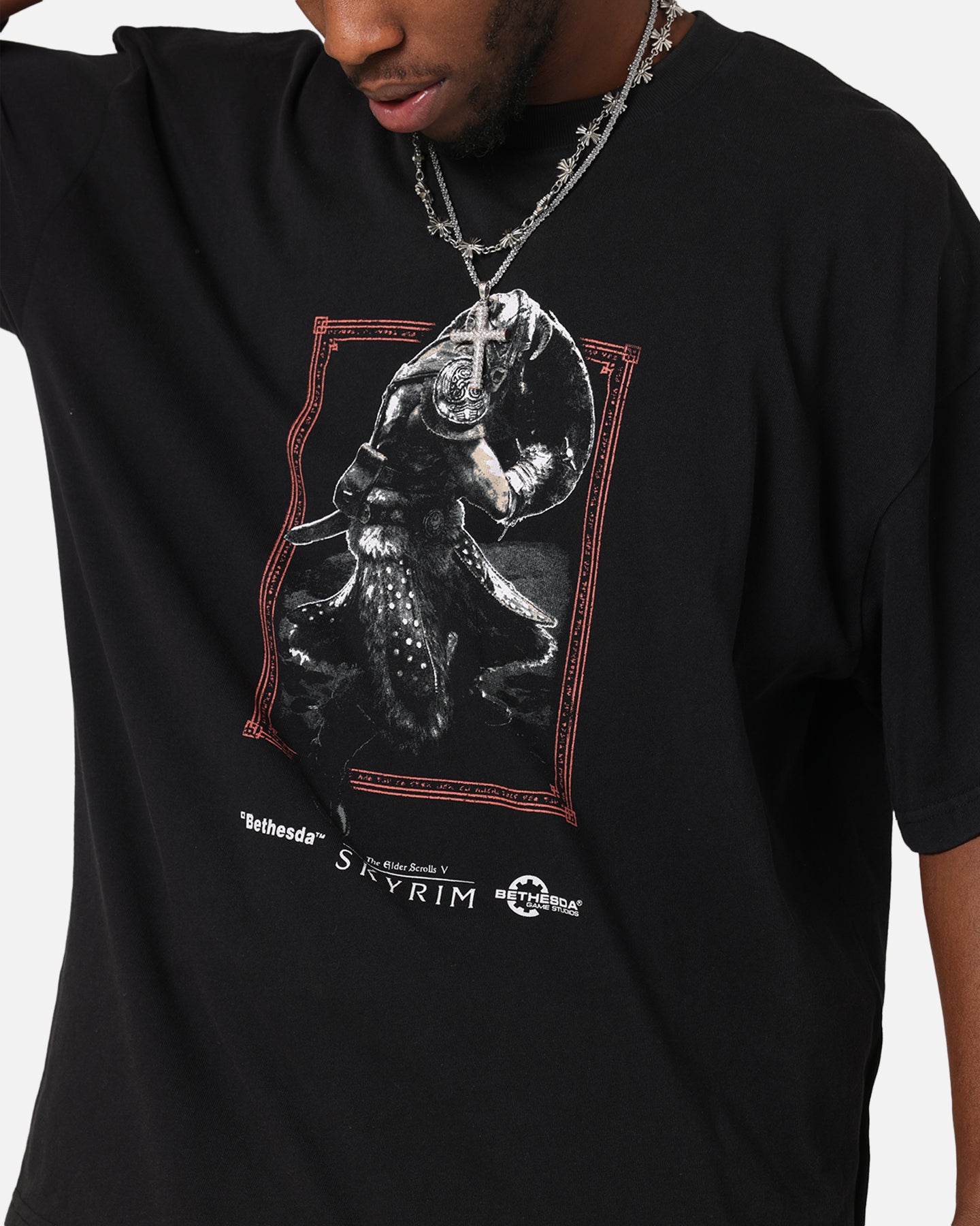 The Elder Scrolls V: Skyrim Aludin Vintage Black Acid Wash T-Shirt - Official 73 Studio Gaming Tee for Men & Women - Perfect for Cosplay, Gaming Conventions & Fantasy Fans