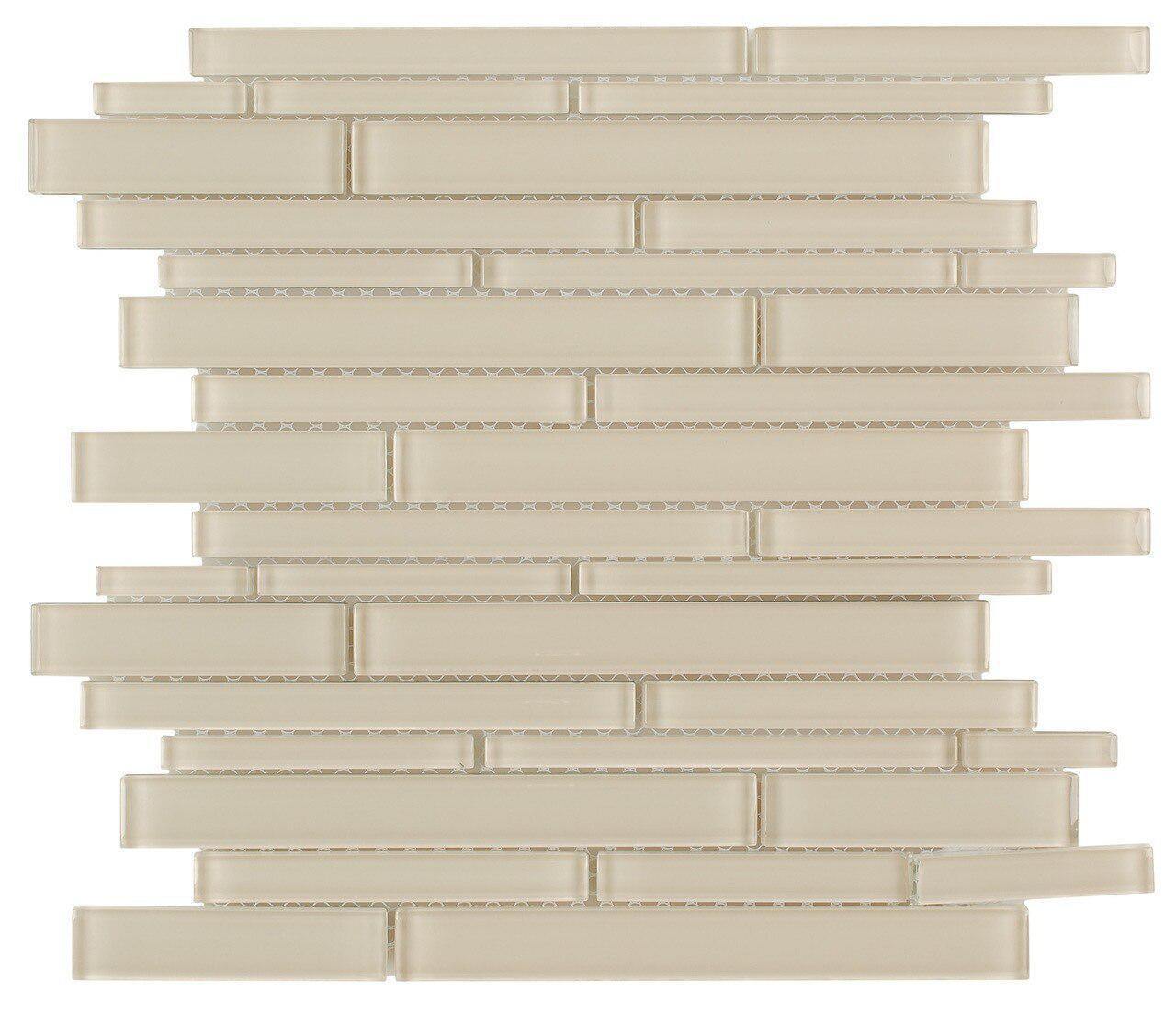 Glass Mosaic Tile Strip - Jasmine Pattern Peel and Stick Backsplash Tiles for Kitchen, Bathroom, and DIY Home Decor Projects