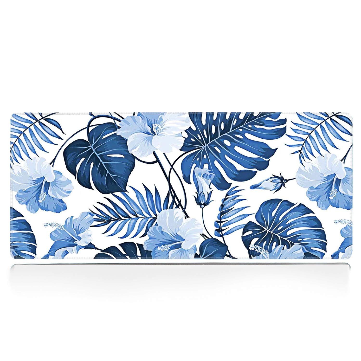 XXL Large Gaming Mouse Pad 31.5x11.8 Inches - Stitched Edge, Anti-Slip Rubber Base, Extended Computer Mouse Mat with Custom Palm Tree Banana Leaves Design - Perfect for PC Gaming, Office Work & Home Computer Setup