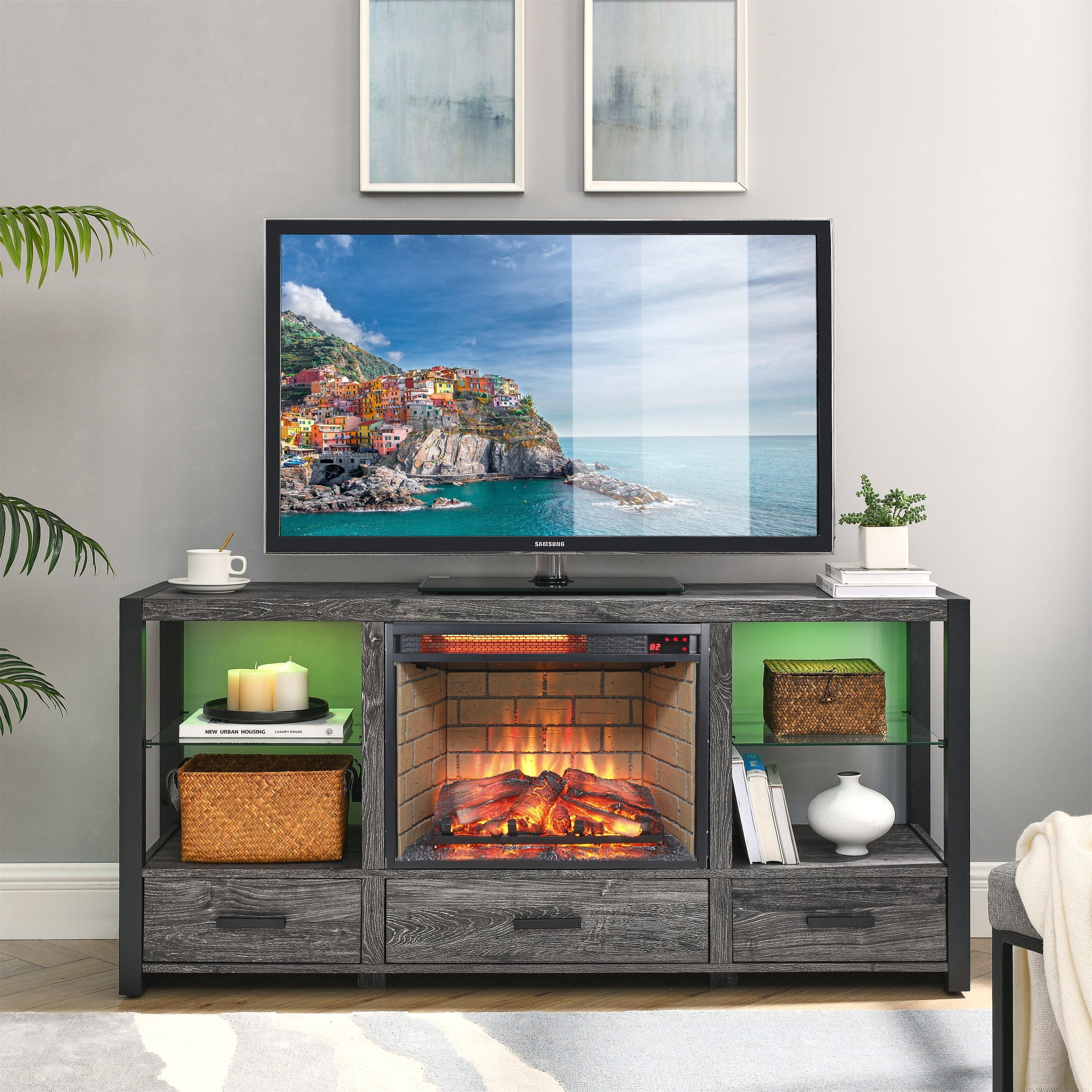 23 Inch Infrared Quartz Electric Fireplace Insert - Realistic Flame Effect, Remote Control - Perfect for Living Rooms, Bedrooms & Offices