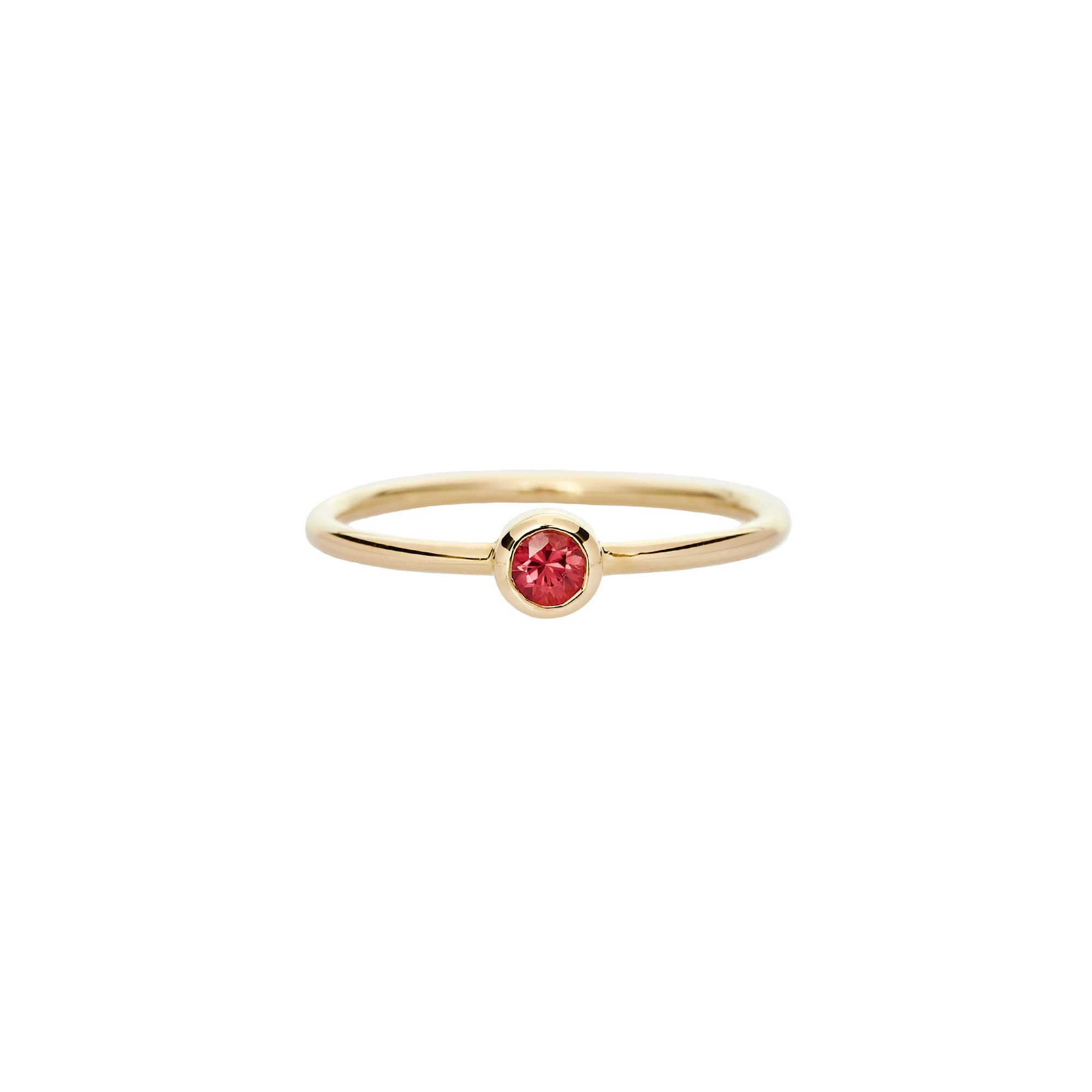 9K 14K 18K Solid Gold Ring with Red Sapphire - September Birthstone Solitaire Gemstone Jewelry | Elegant Round Band for Women | Perfect Birthday Gift for Her, Anniversary or Special Occasion | Code: 0.002