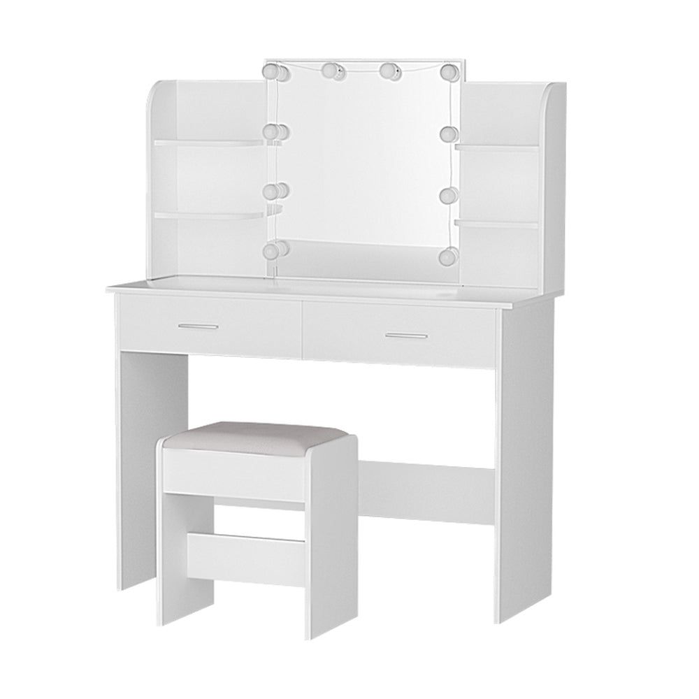 Artiss White Dressing Table Set with Stool & 10 LED Bulbs - Vanity Makeup Desk for Bedroom, Bathroom & Home Decor (Dulcea Collection)