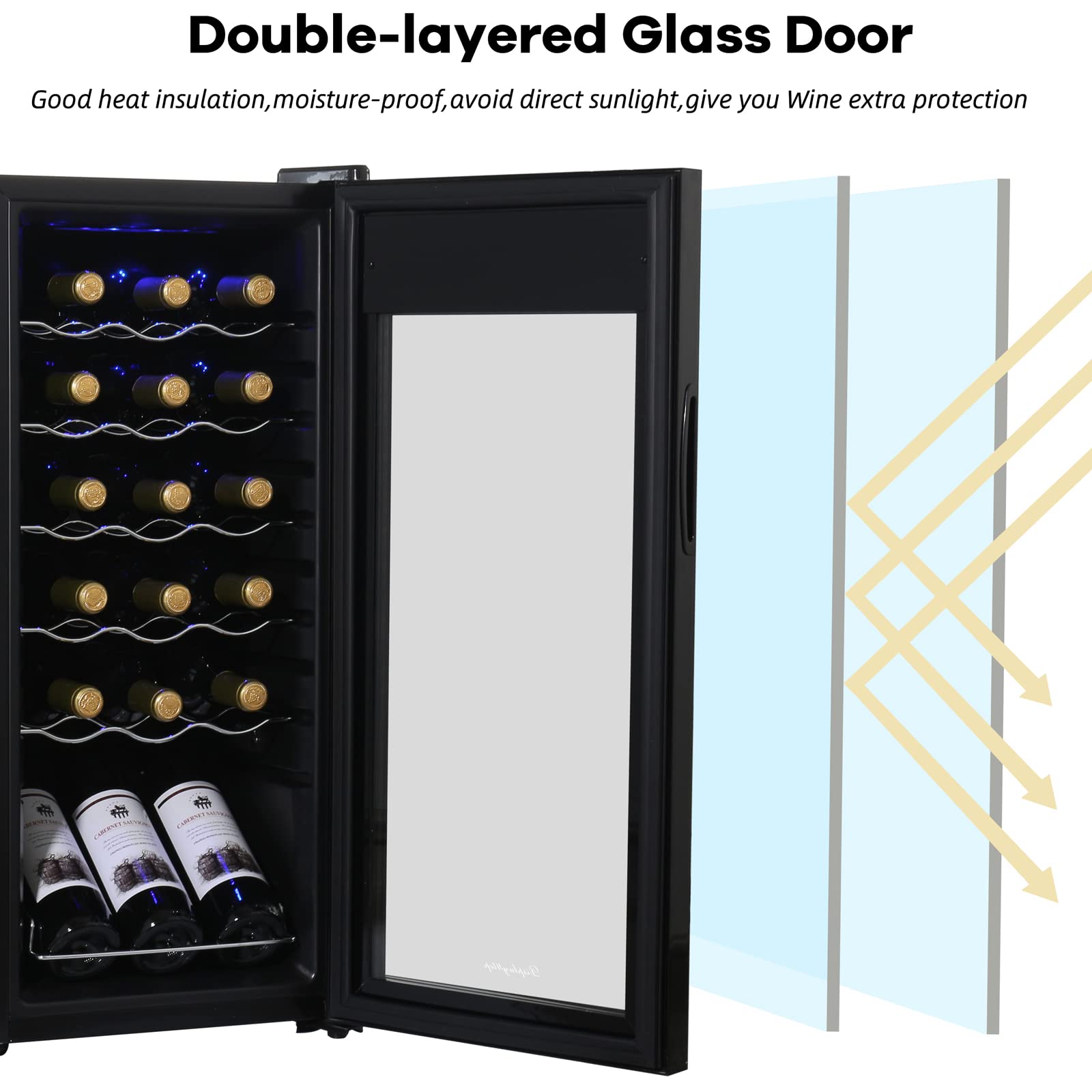 Display4Top 18-Bottle Wine Cooler Refrigerator with Digital Touch Screen - Black | Perfect for Home Bars, Kitchens & Wine Cellars