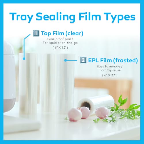 Compact Tray Sealer Machine for Meal Prep, Food Delivery & Storage - Includes 10 Trays, 1 Top Film & 1 EPL Film - Easy-to-Use Container Sealer for Restaurants, Catering & Home Use - Perfect for Fresh Food Packaging & Leftover Preservation
