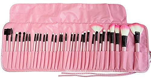 MELODINE 24-Piece Soft Bristle Makeup Brush Set with Storage Pouch - Premium Cosmetic Brushes for Foundation, Blending, Contouring & Eyeshadow - Perfect Gift for Makeup Lovers (Pink)