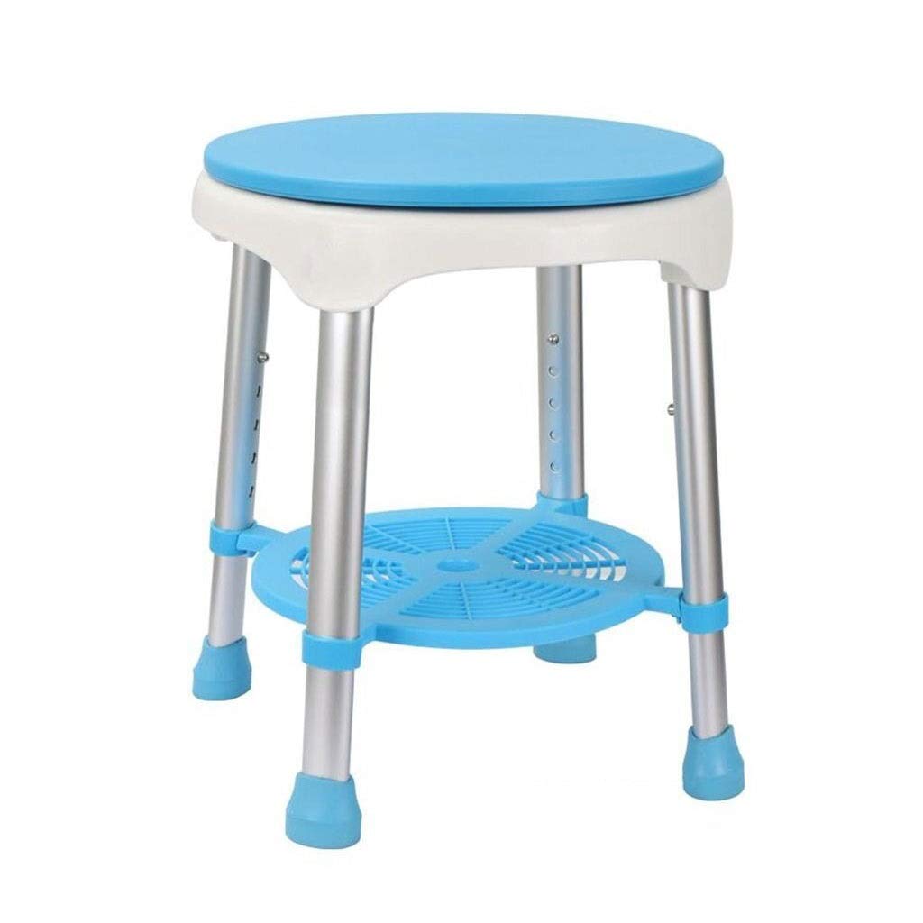 Adjustable Aluminum Alloy Shower Chair with Non-Slip Rotating Seat & Blue Cushion - 100kg Capacity for Elderly, Disabled & Pregnant Women - Ideal for Bathroom Safety and Assisted Showering