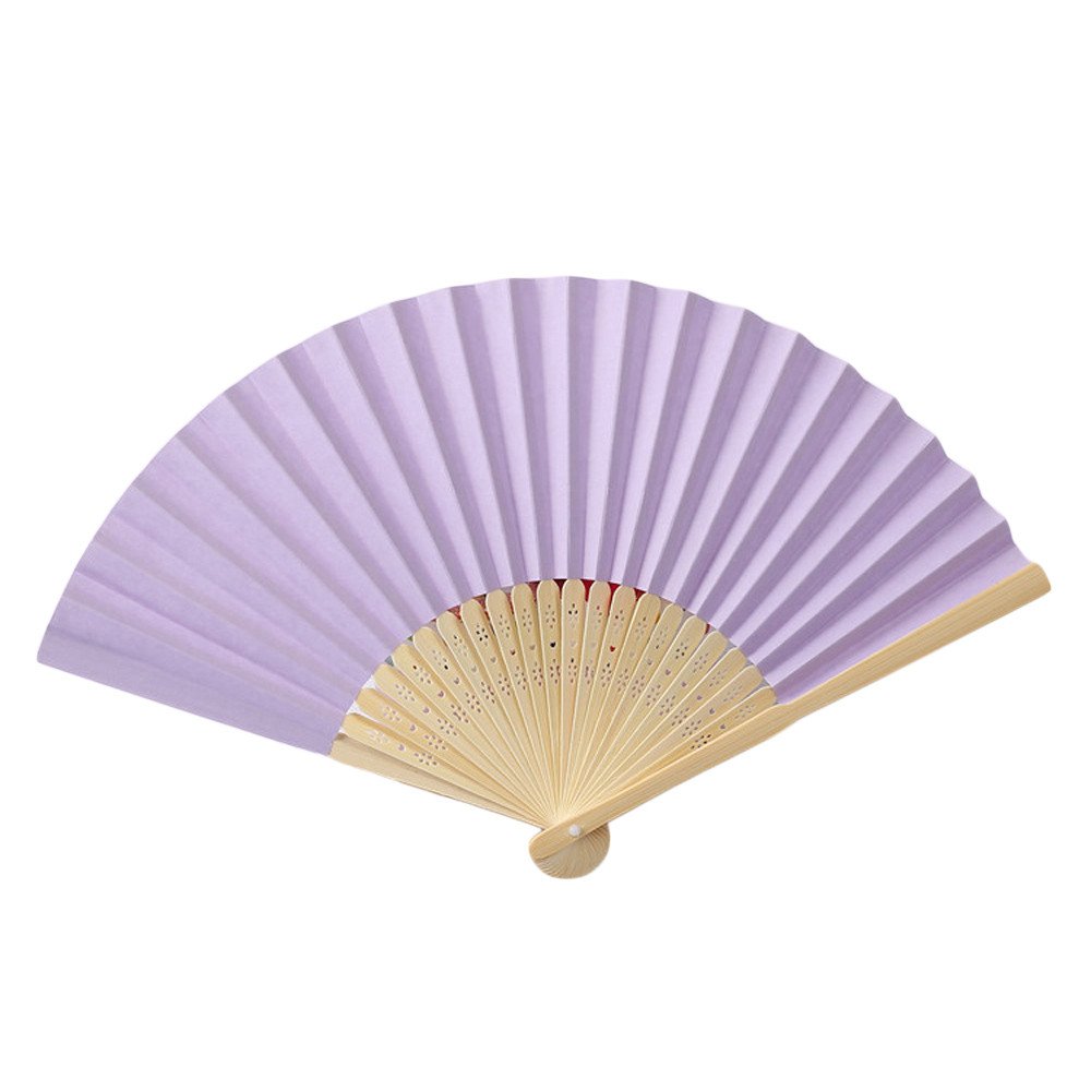 Elegant Purple Lace Silk Folding Hand Fan - 7 Inch Wedding Dance Party Accessory for Brides, Performers & Summer Cooling | HHmei Portable Decorative Fan (Style 007)